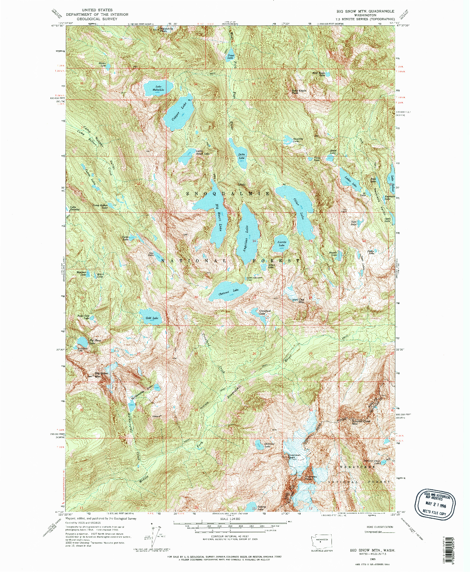 USGS 1:24000-SCALE QUADRANGLE FOR BIG SNOW MTN, WA 1965