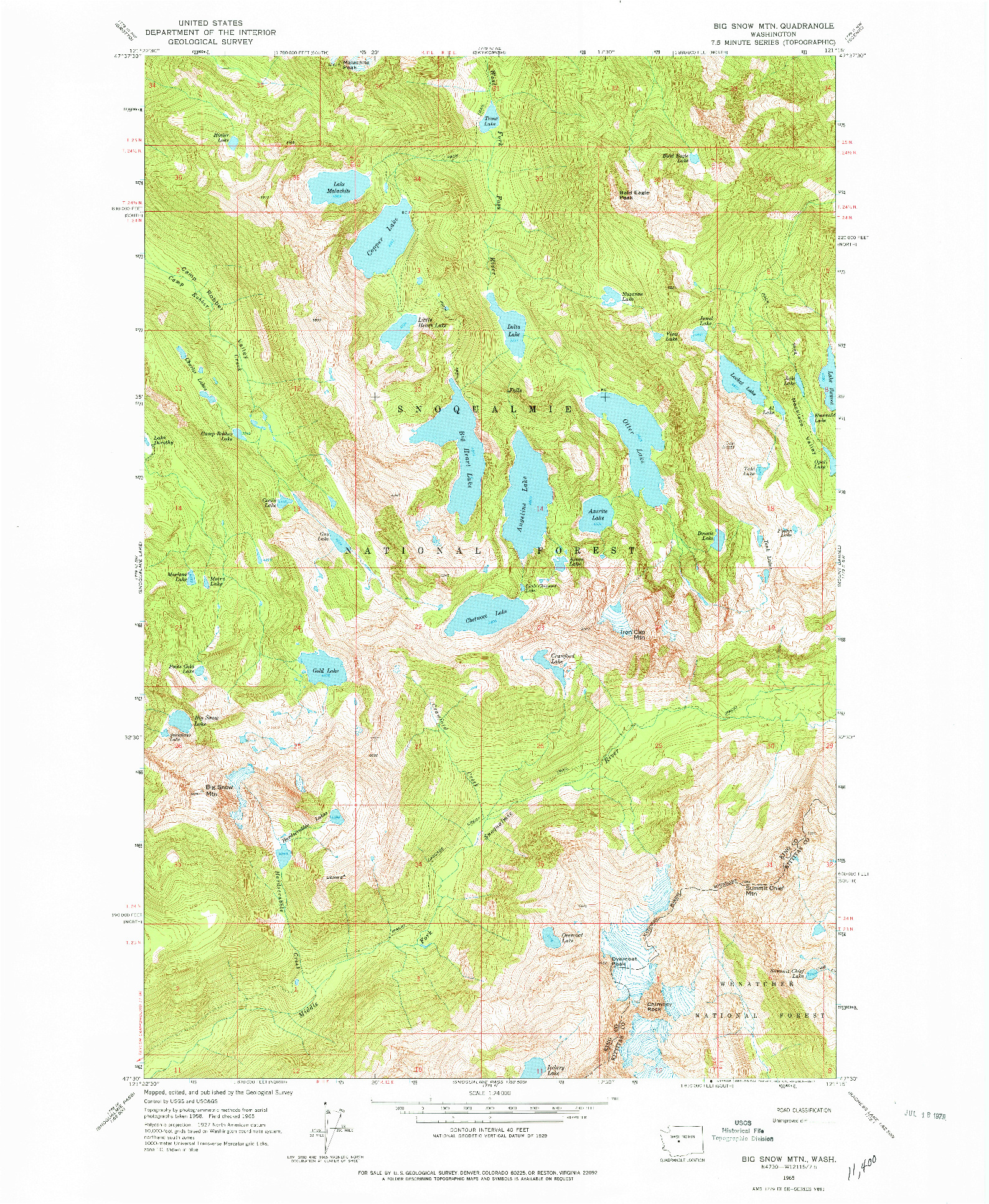 USGS 1:24000-SCALE QUADRANGLE FOR BIG SNOW MTN, WA 1965