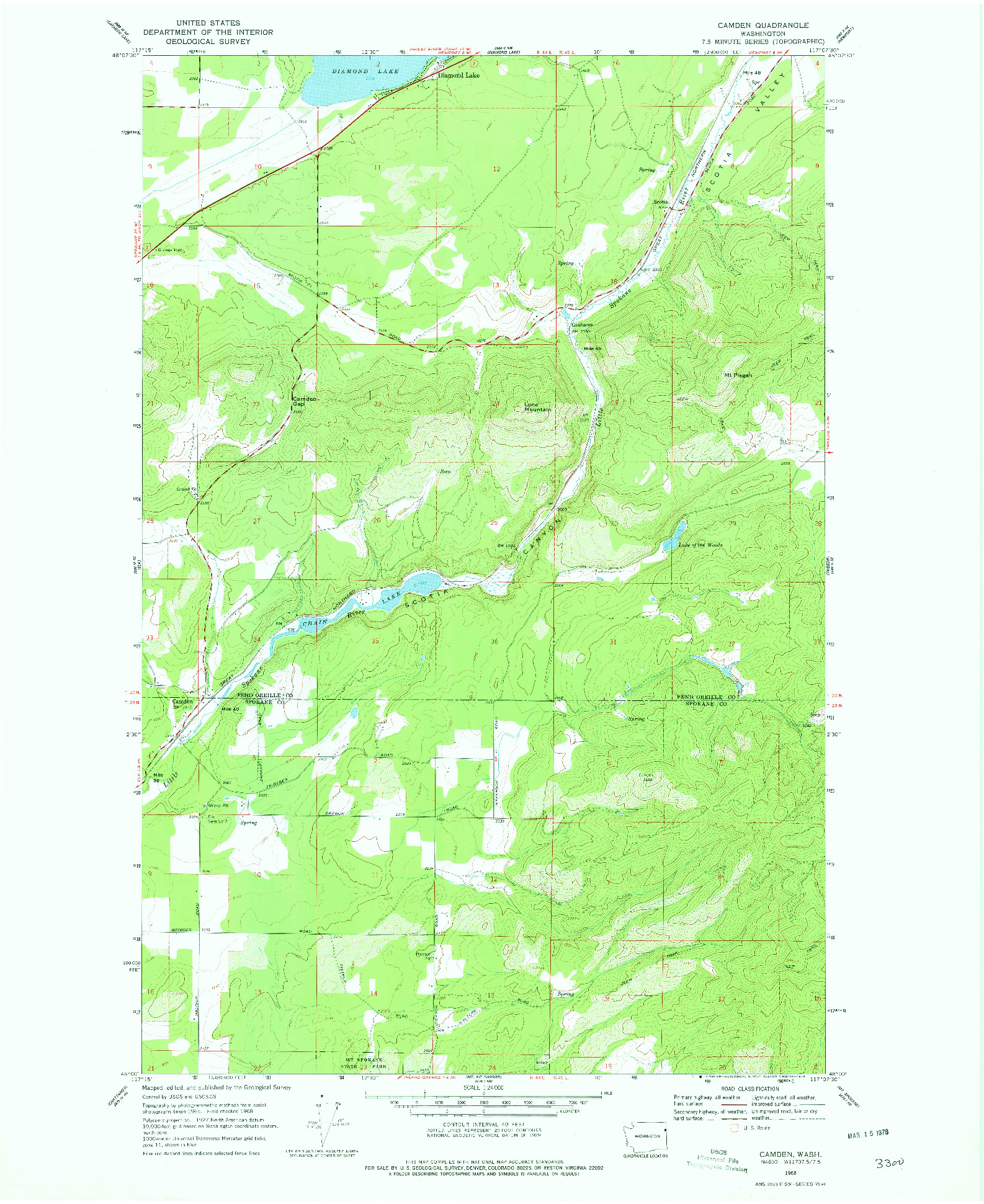 USGS 1:24000-SCALE QUADRANGLE FOR CAMDEN, WA 1968