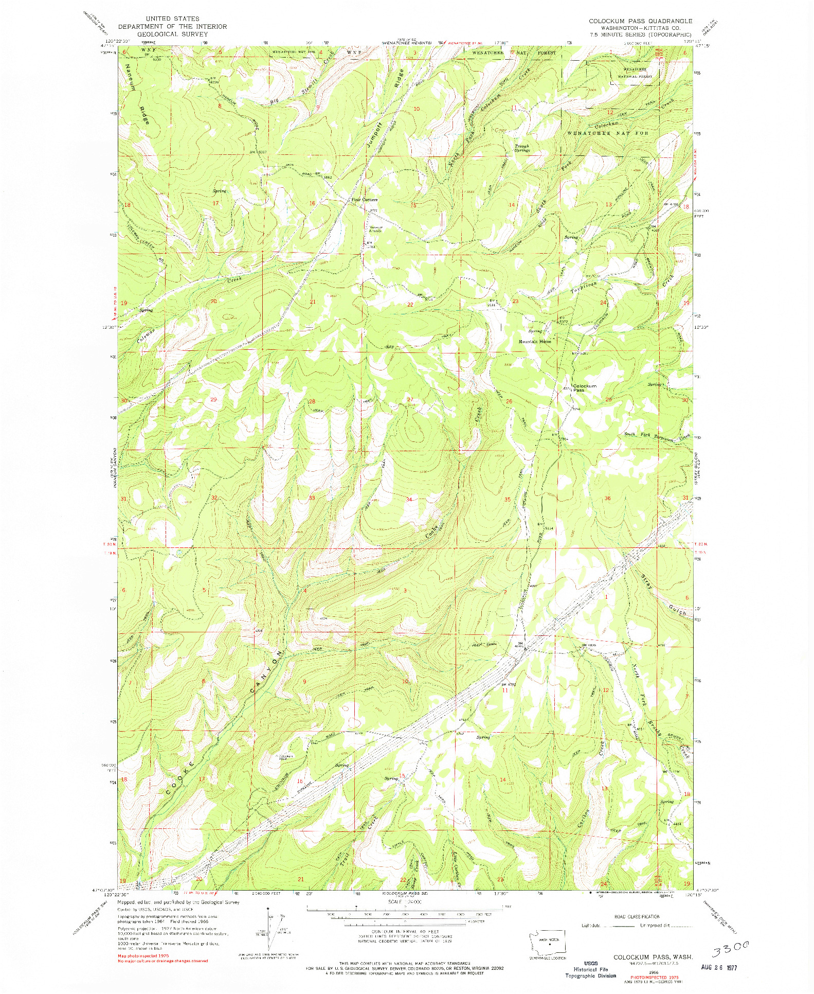 USGS 1:24000-SCALE QUADRANGLE FOR COLOCKUM PASS, WA 1966