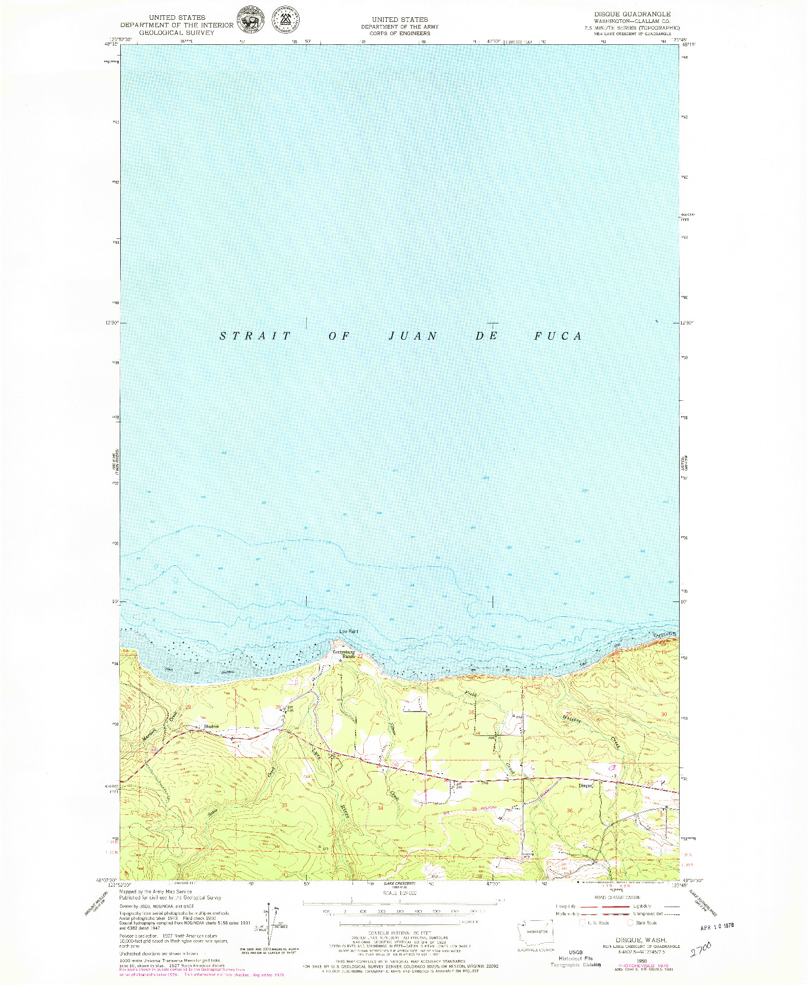 USGS 1:24000-SCALE QUADRANGLE FOR DISQUE, WA 1950