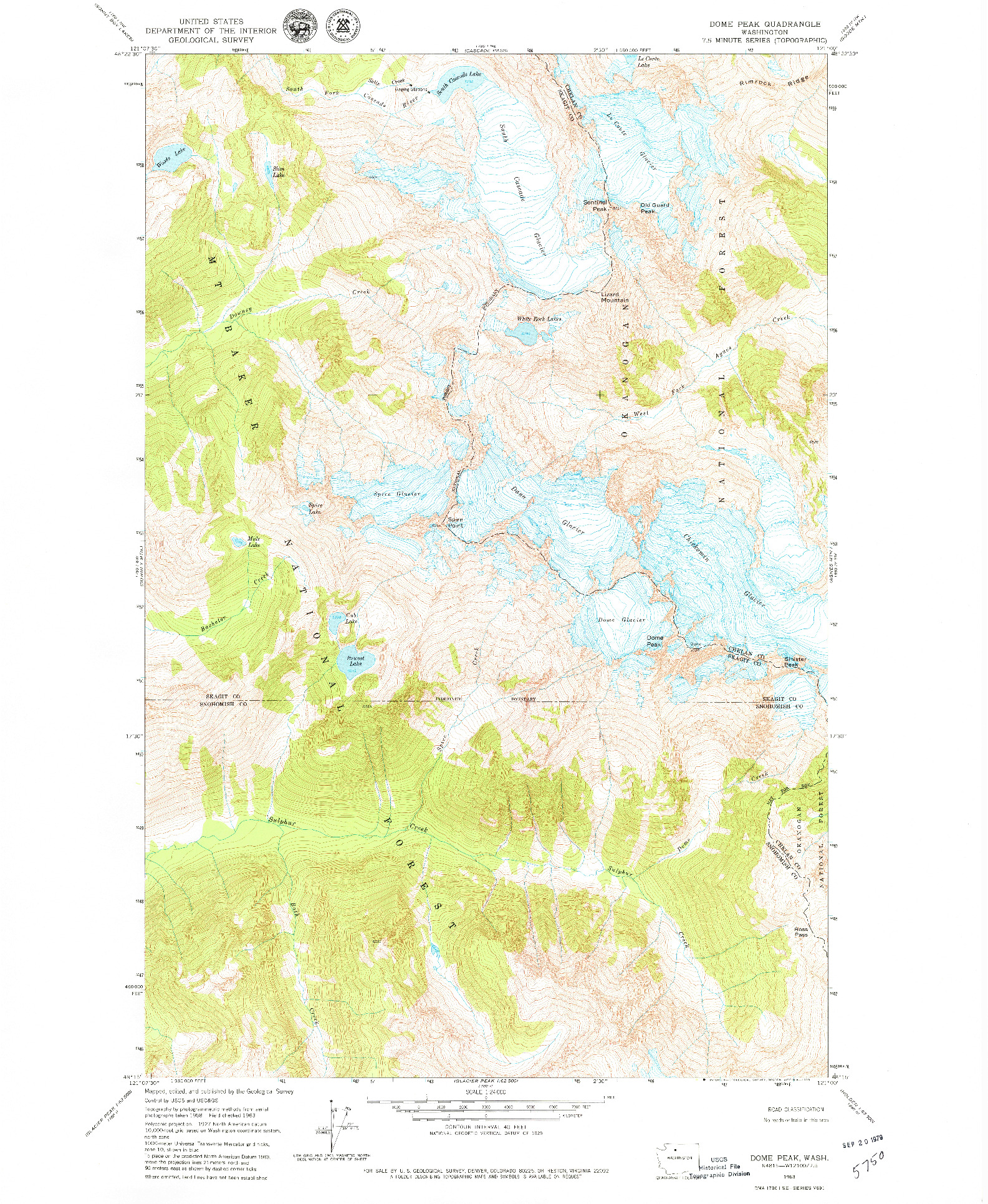 USGS 1:24000-SCALE QUADRANGLE FOR DOME PEAK, WA 1963