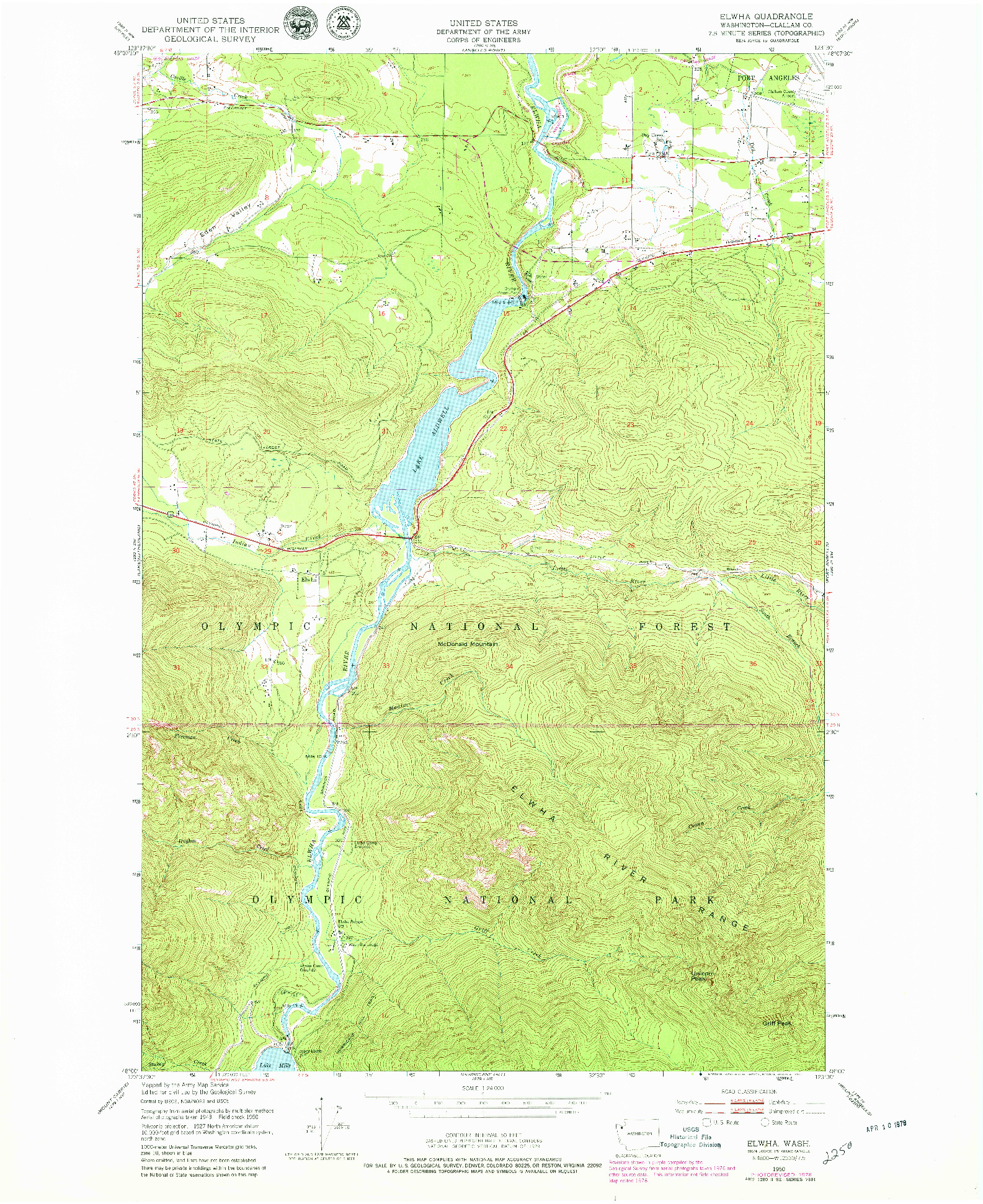 USGS 1:24000-SCALE QUADRANGLE FOR ELWHA, WA 1950