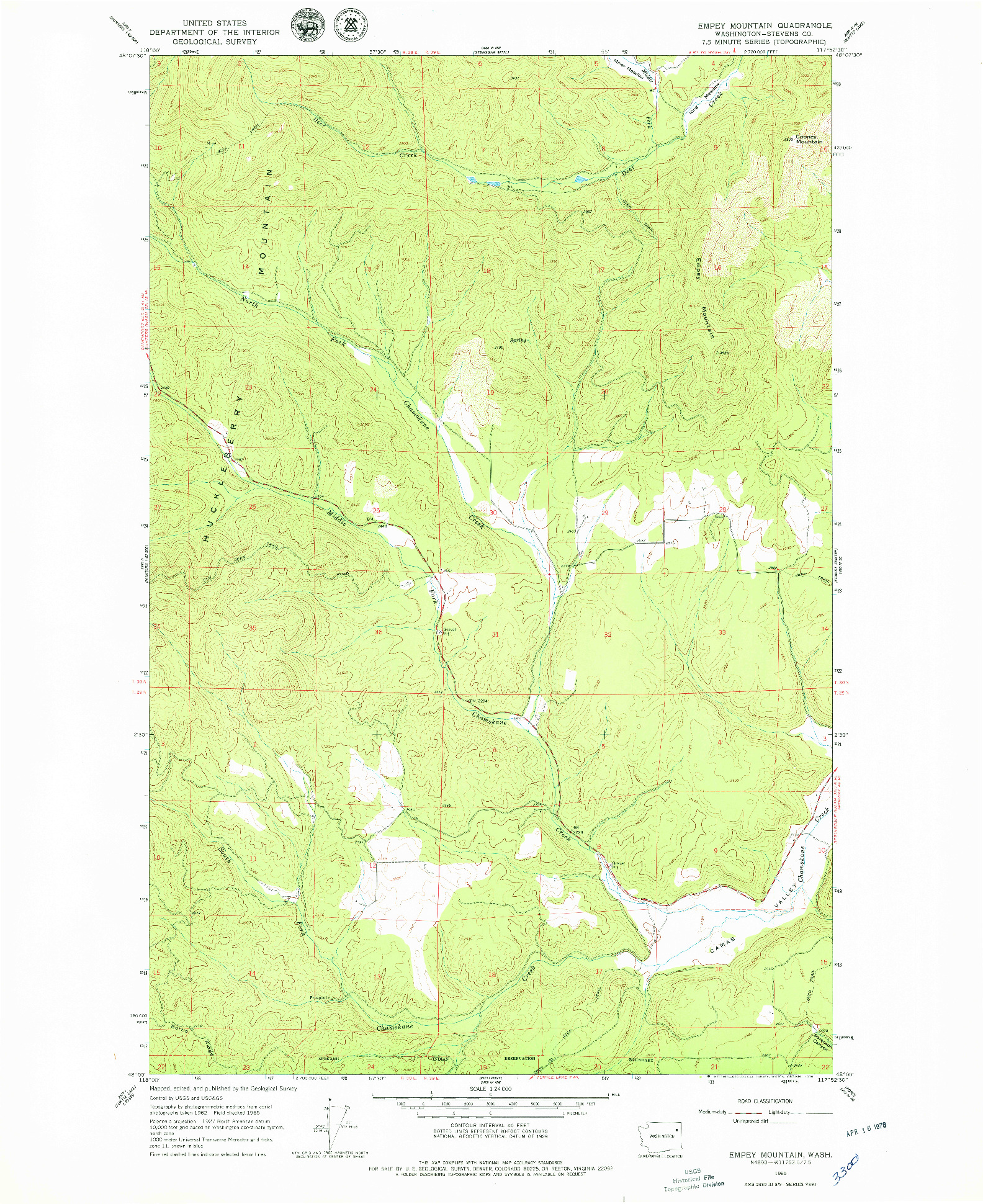 USGS 1:24000-SCALE QUADRANGLE FOR EMPEY MOUNTAIN, WA 1965