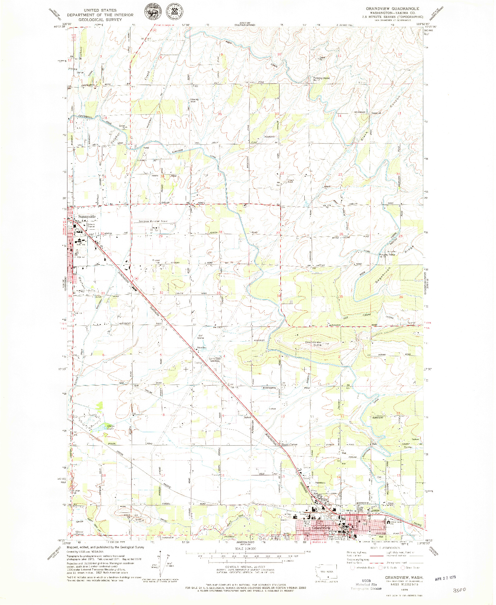 USGS 1:24000-SCALE QUADRANGLE FOR GRANDVIEW, WA 1978