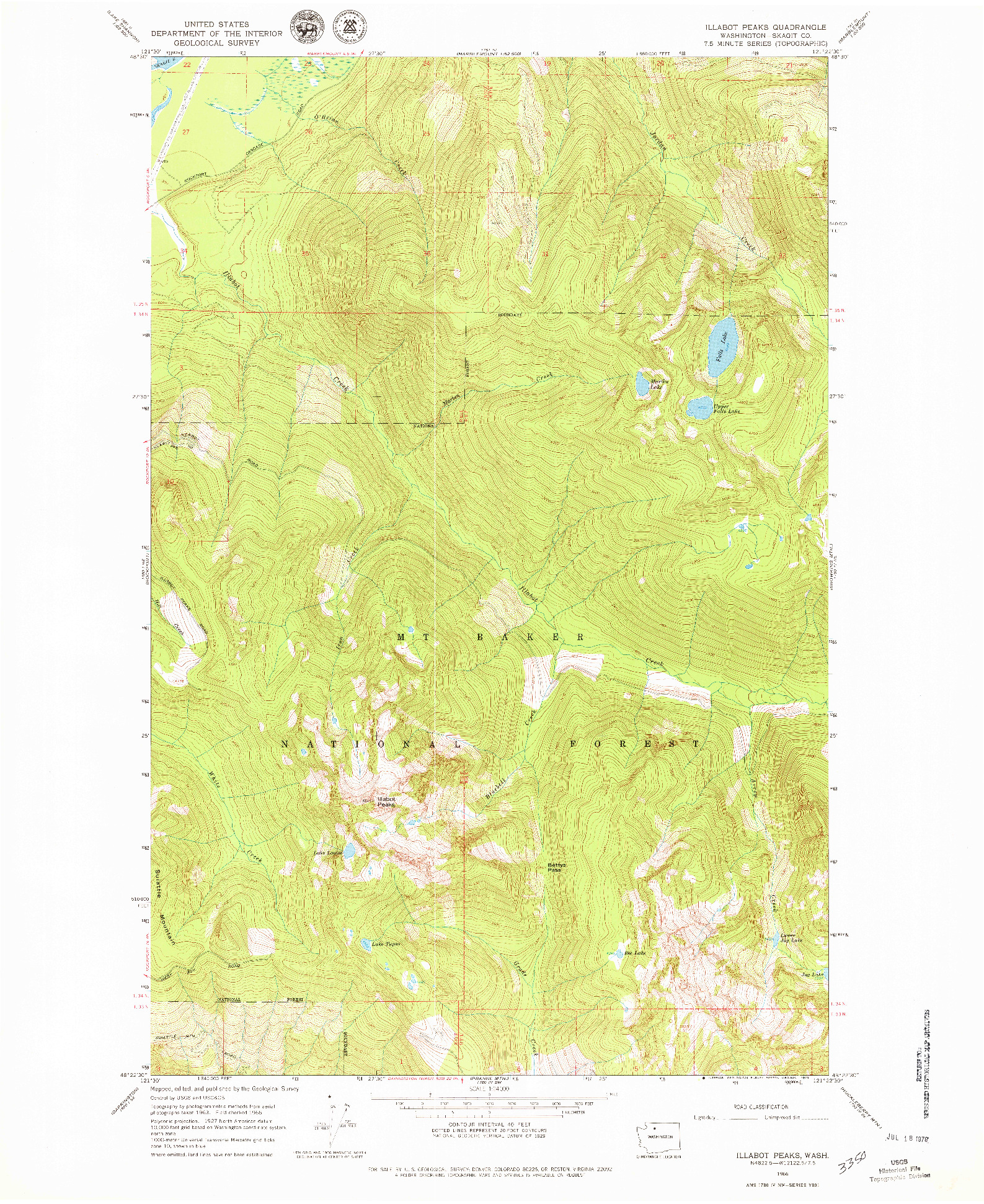 USGS 1:24000-SCALE QUADRANGLE FOR ILLABOT PEAKS, WA 1966