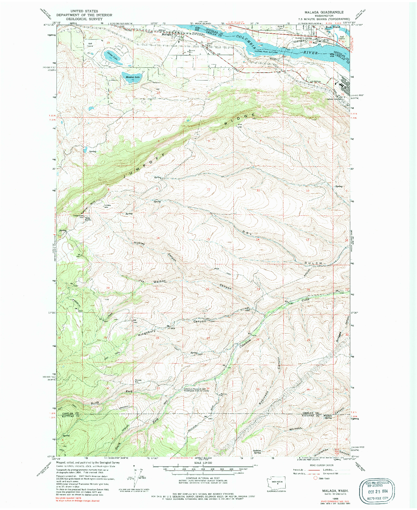 USGS 1:24000-SCALE QUADRANGLE FOR MALAGA, WA 1966