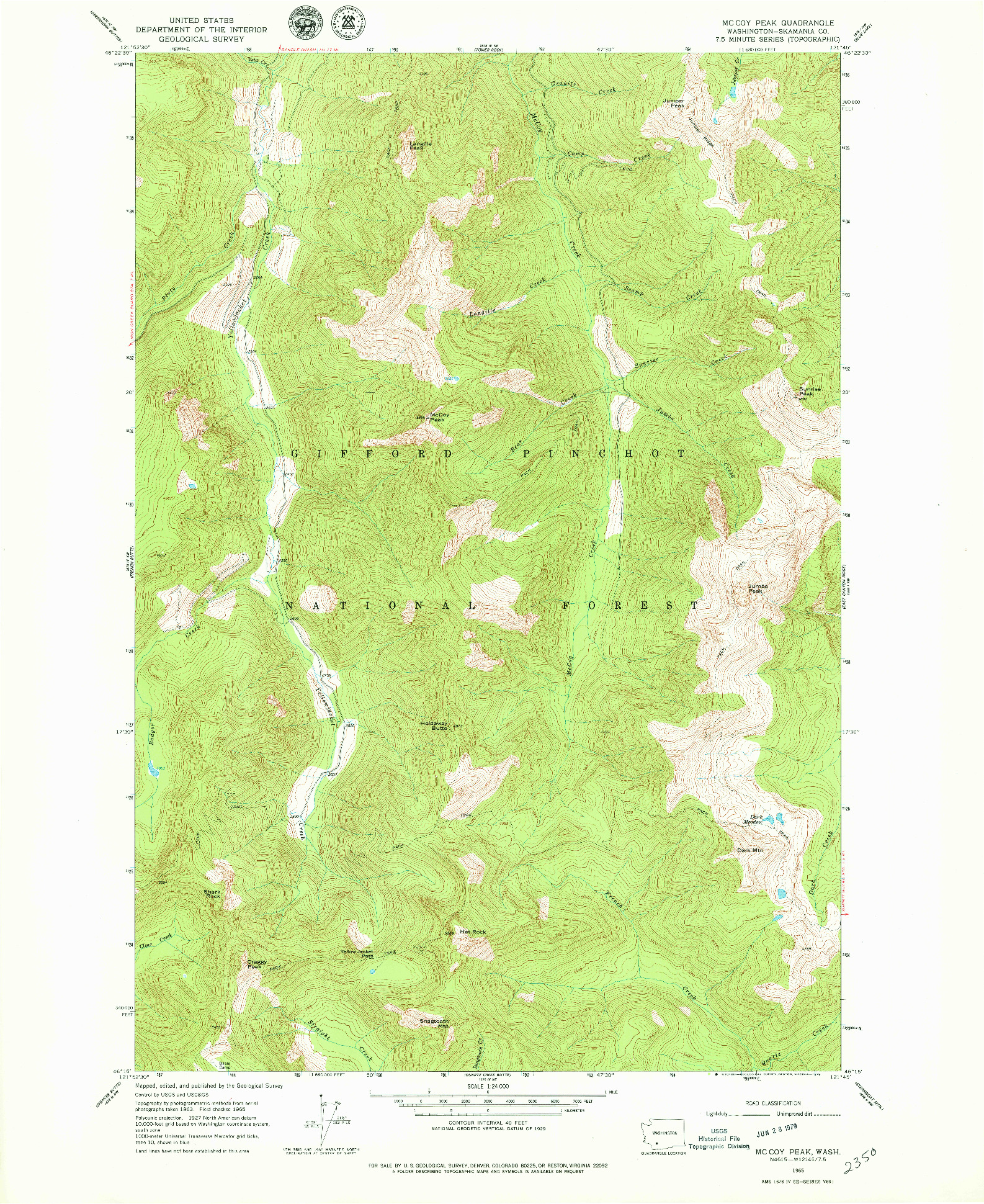 USGS 1:24000-SCALE QUADRANGLE FOR MC COY PEAK, WA 1965