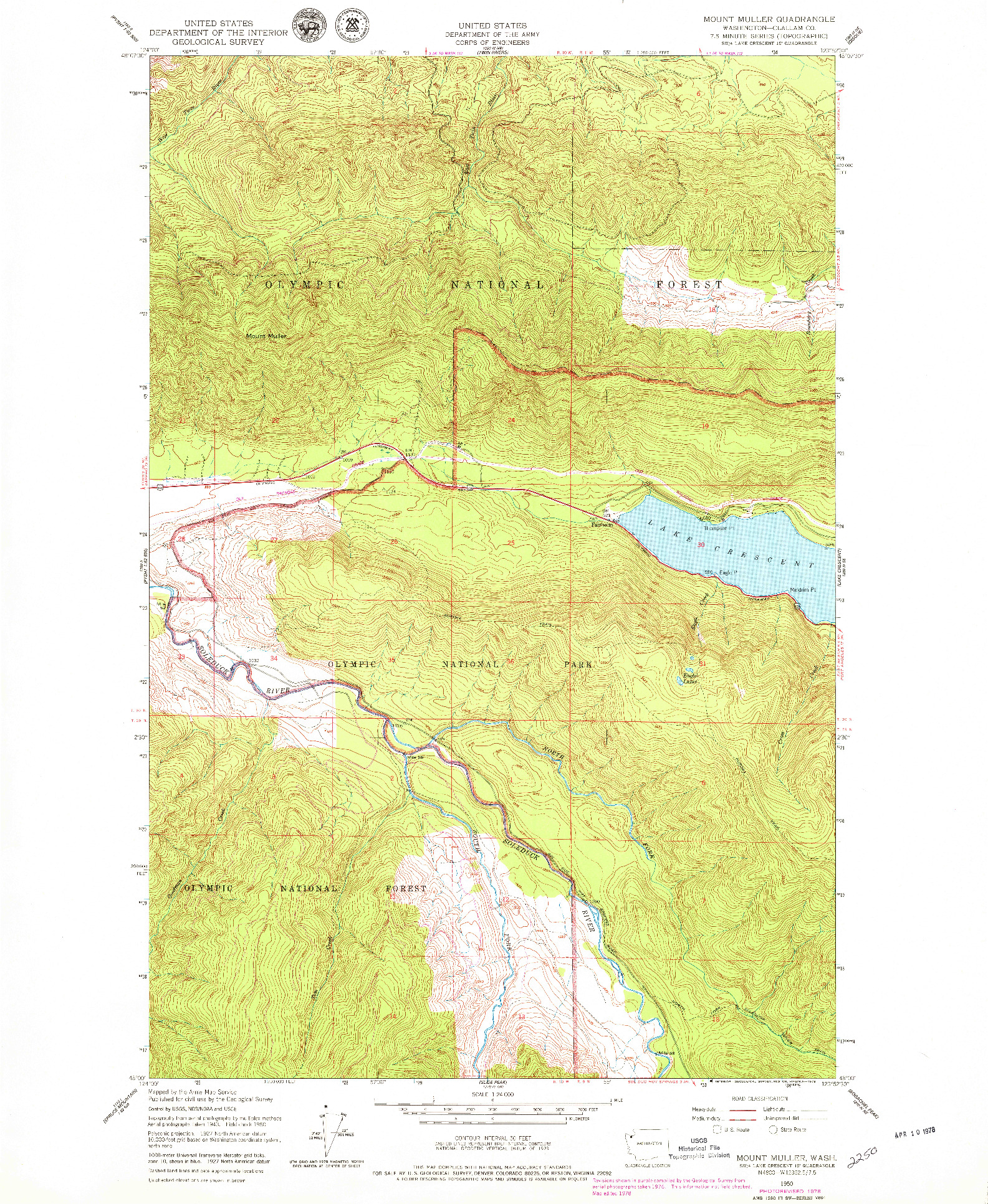 USGS 1:24000-SCALE QUADRANGLE FOR MOUNT MULLER, WA 1950