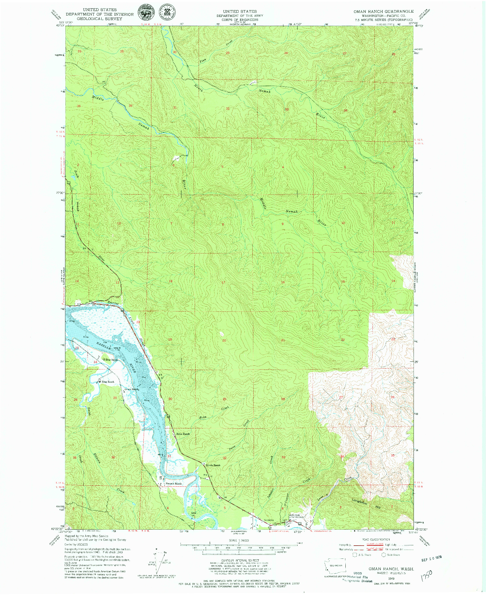 USGS 1:24000-SCALE QUADRANGLE FOR OMAN RANCH, WA 1949