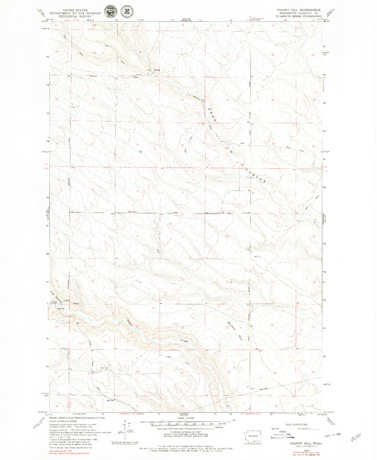 USGS 1:24000-SCALE QUADRANGLE FOR PHINNY HILL, WA 1962