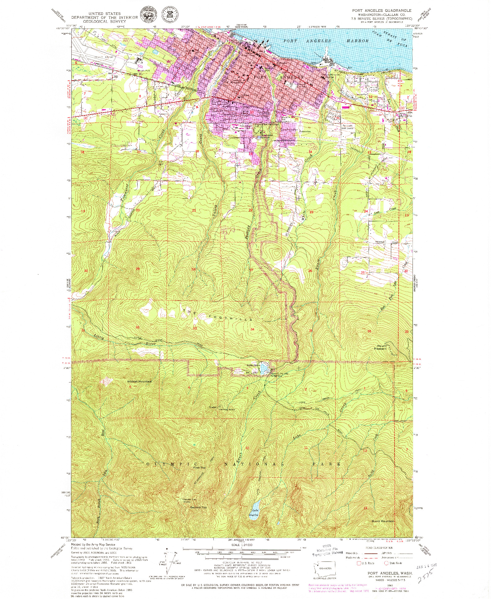 USGS 1:24000-SCALE QUADRANGLE FOR PORT ANGELES, WA 1961