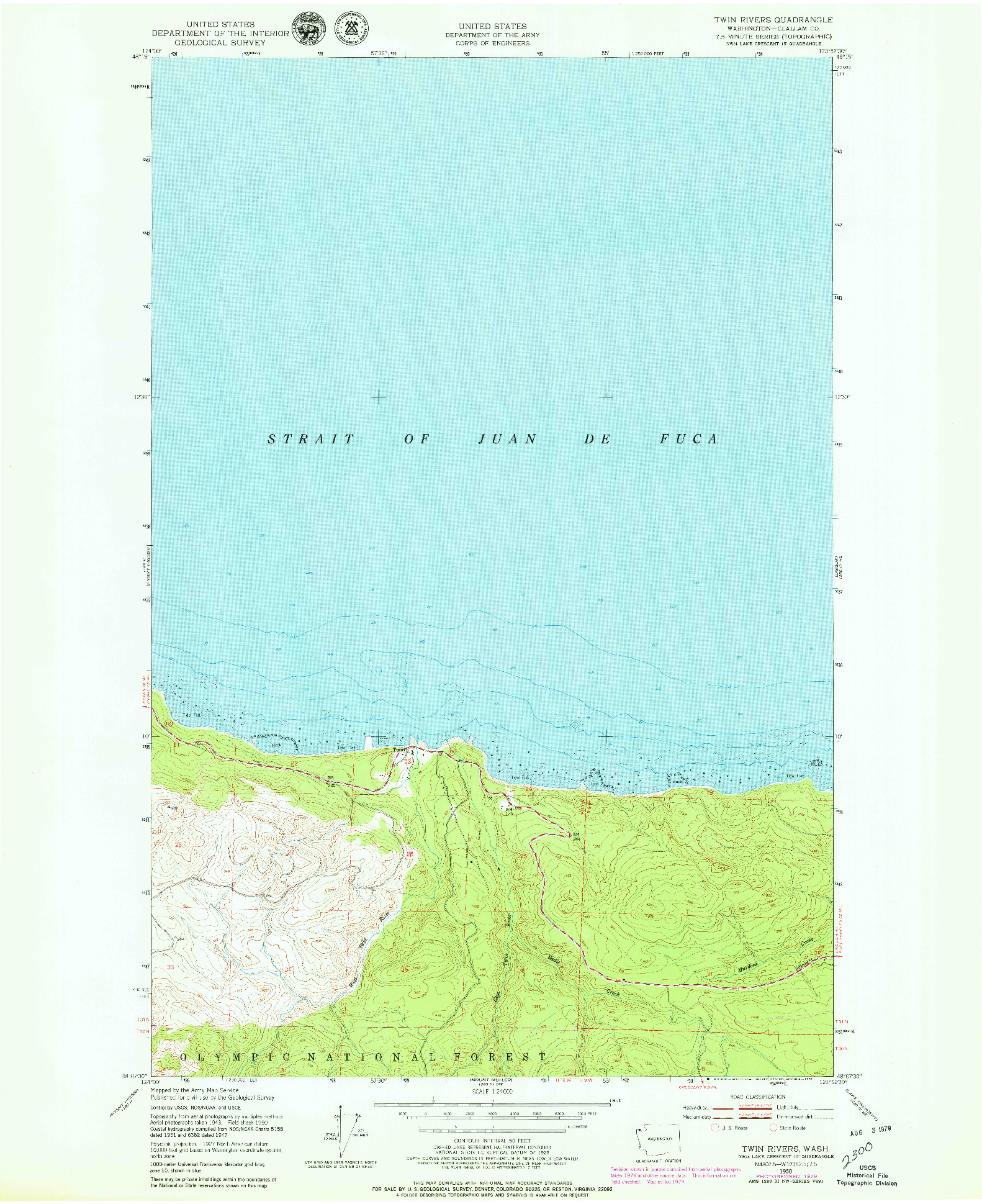 USGS 1:24000-SCALE QUADRANGLE FOR TWIN RIVERS, WA 1950