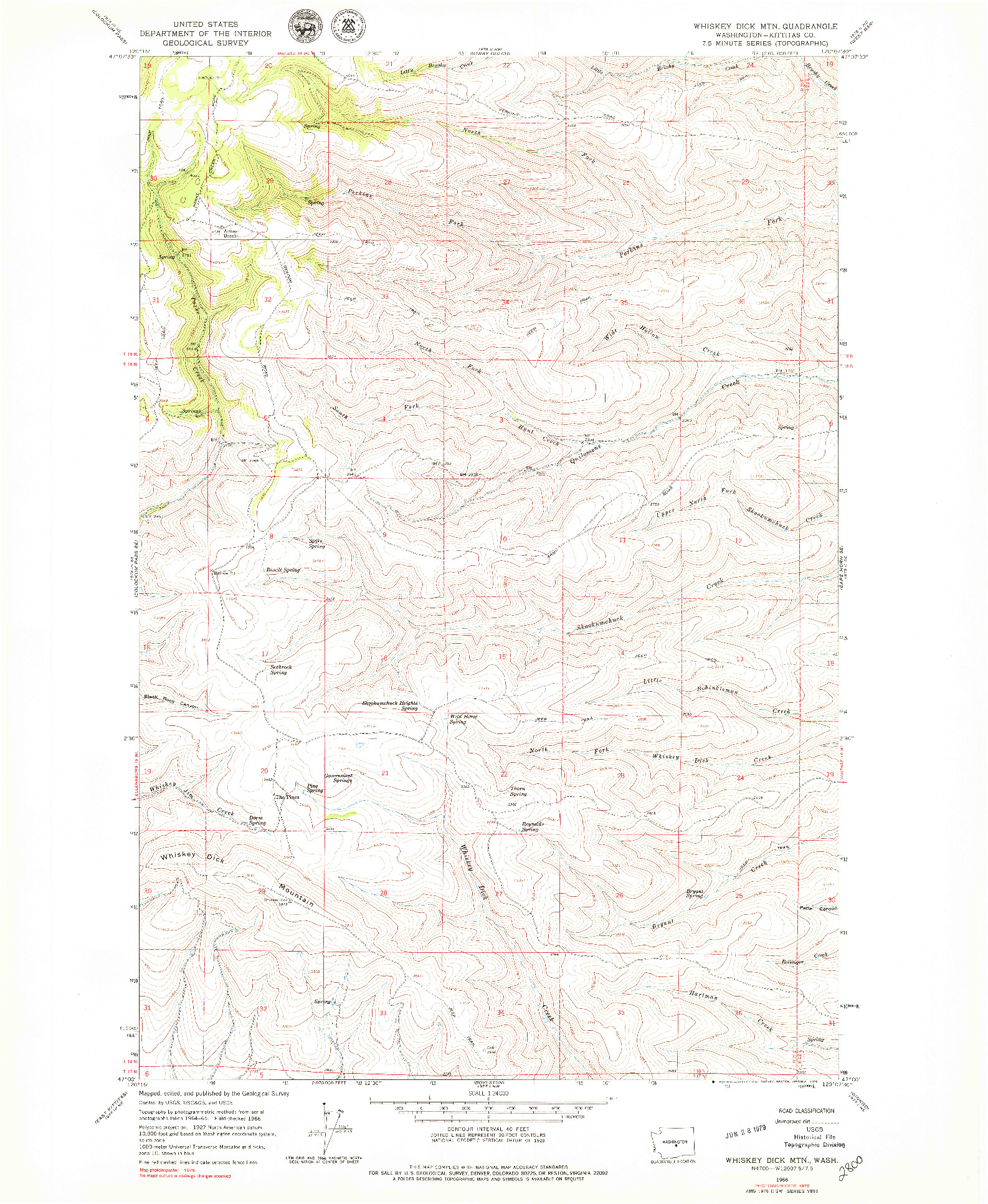 USGS 1:24000-SCALE QUADRANGLE FOR WHISKEY DICK MTN., WA 1966
