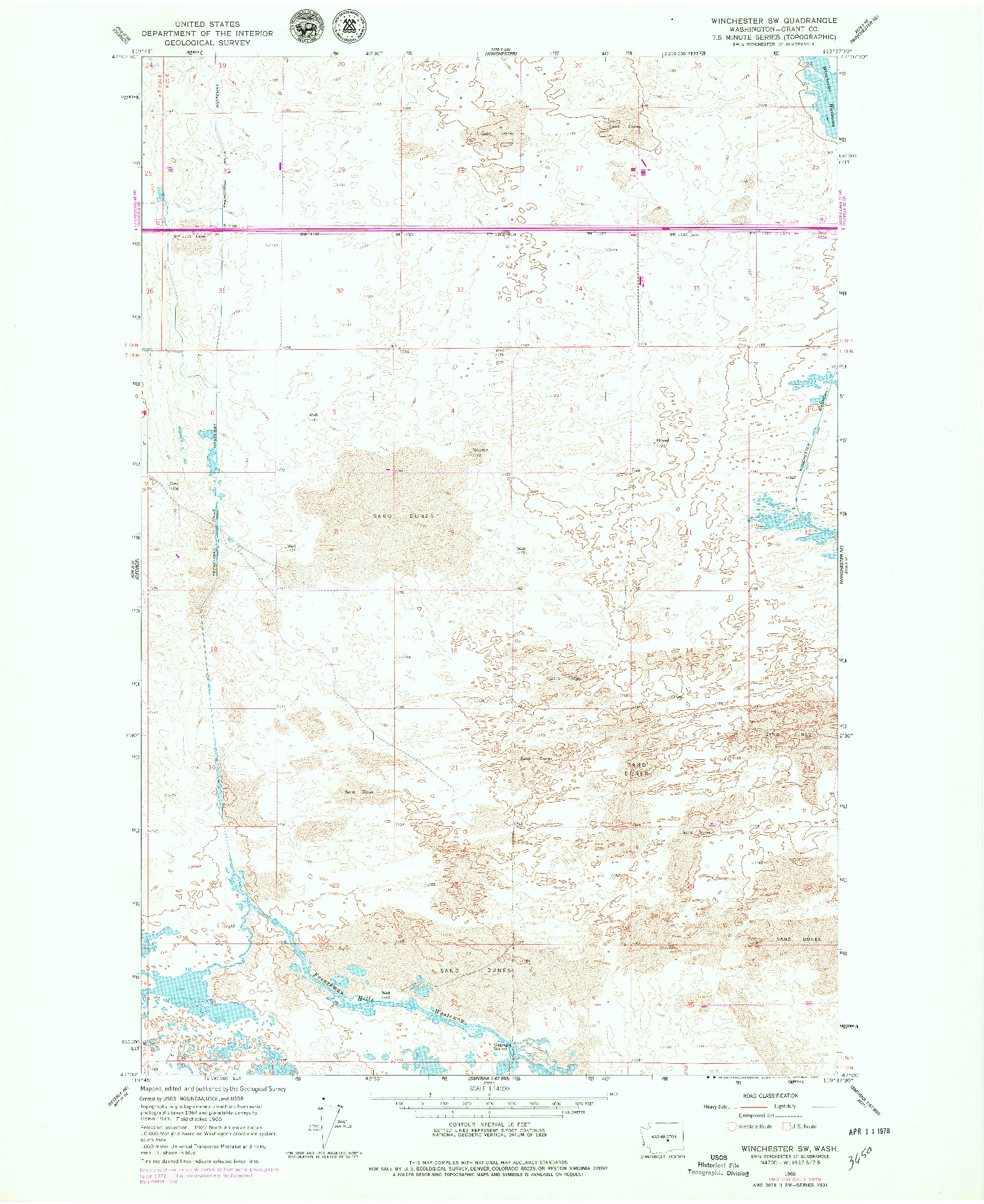 USGS 1:24000-SCALE QUADRANGLE FOR WINCHESTER SW, WA 1966