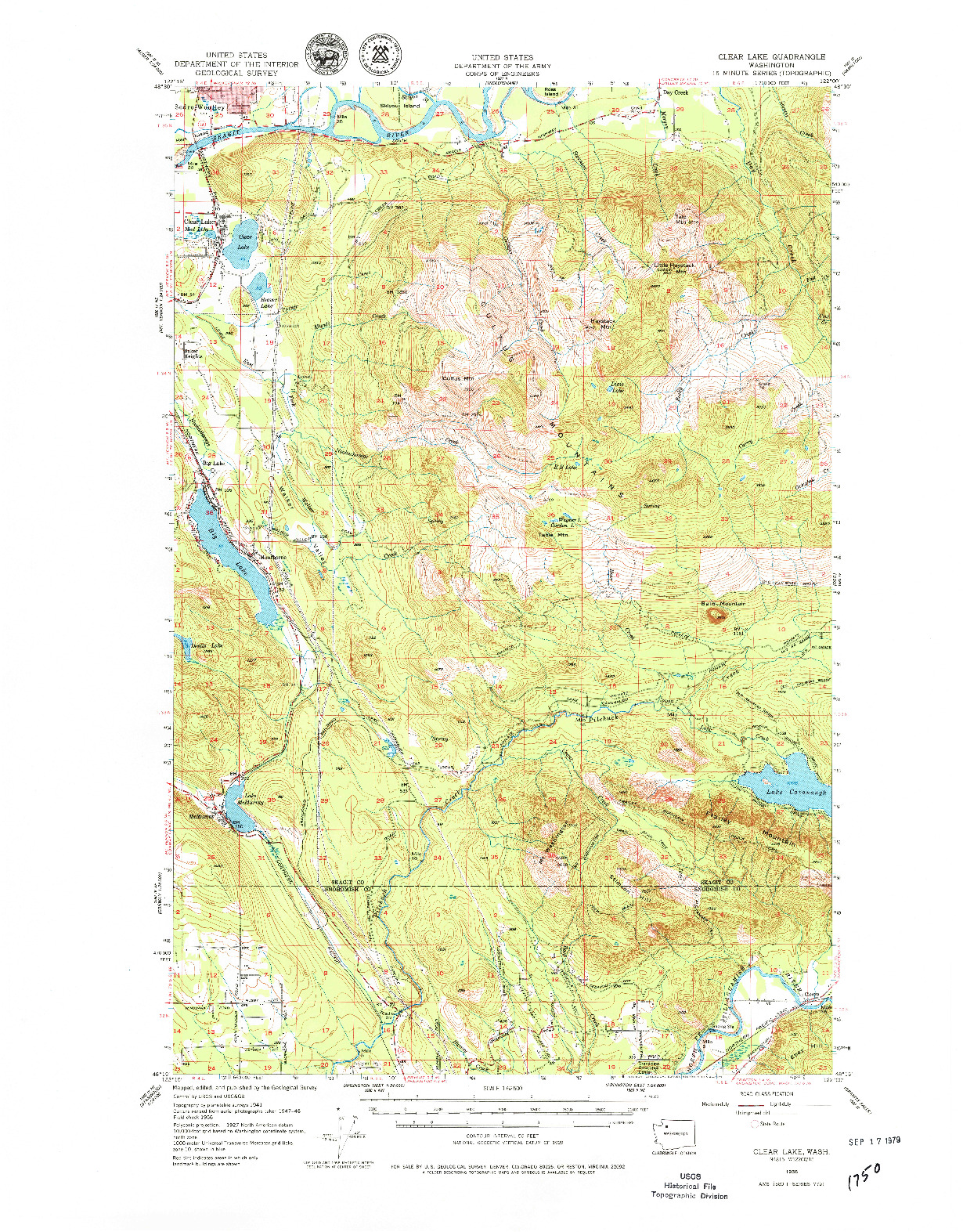 USGS 1:62500-SCALE QUADRANGLE FOR CLEAR LAKE, WA 1956