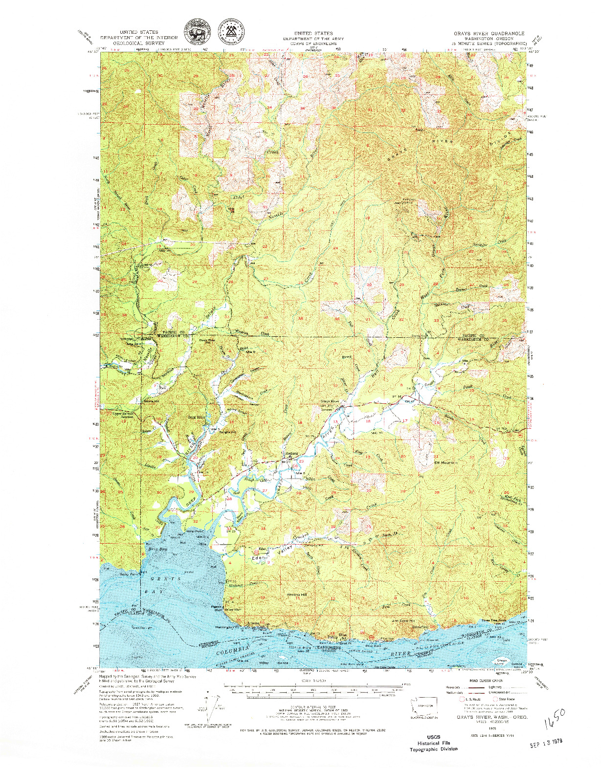 USGS 1:62500-SCALE QUADRANGLE FOR GRAYS RIVER, WA 1955