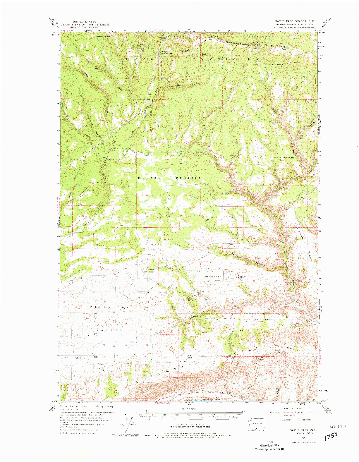 USGS 1:62500-SCALE QUADRANGLE FOR SATUS PASS, WA 1957