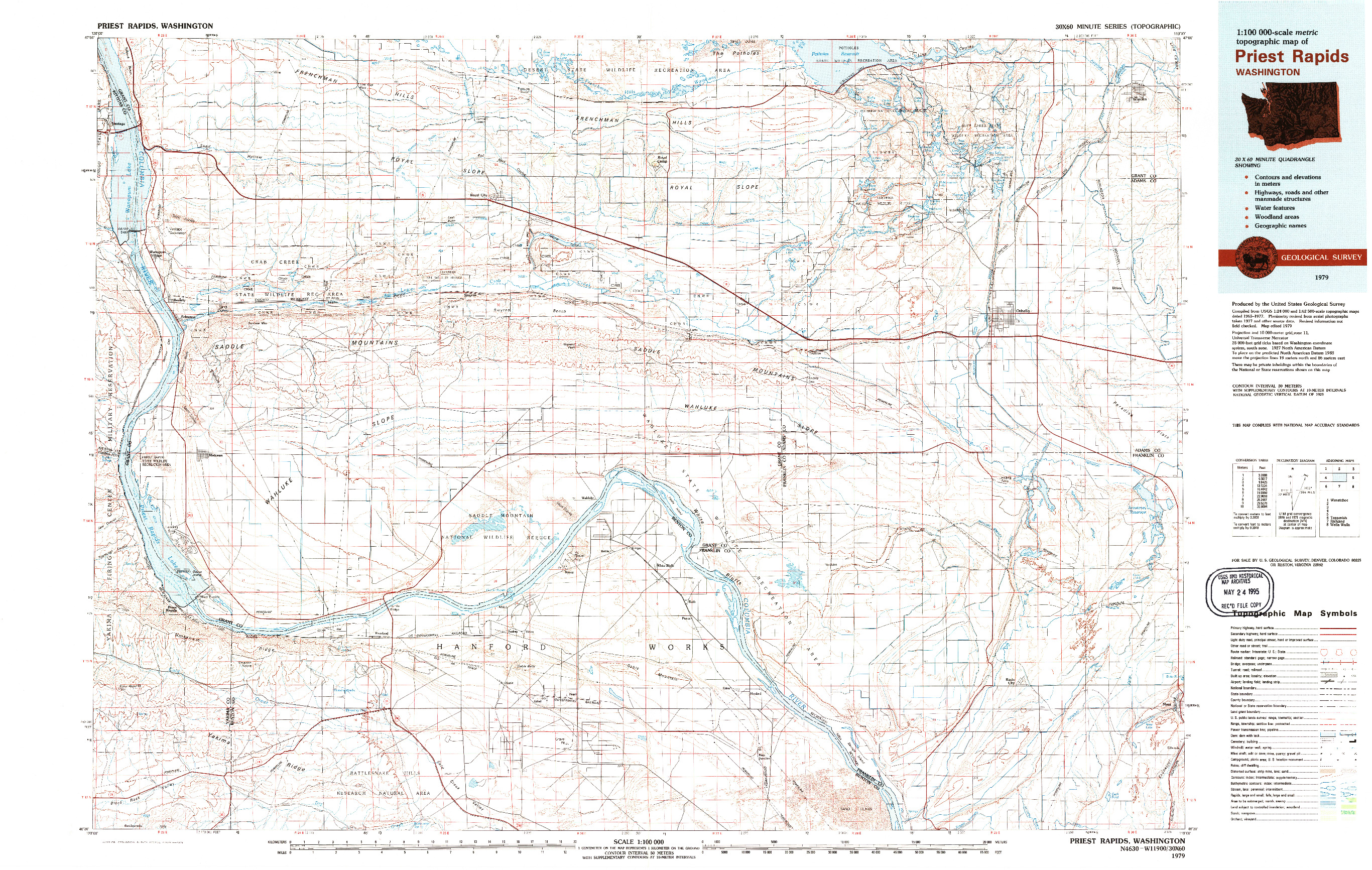 USGS 1:100000-SCALE QUADRANGLE FOR PRIEST RAPIDS, WA 1979