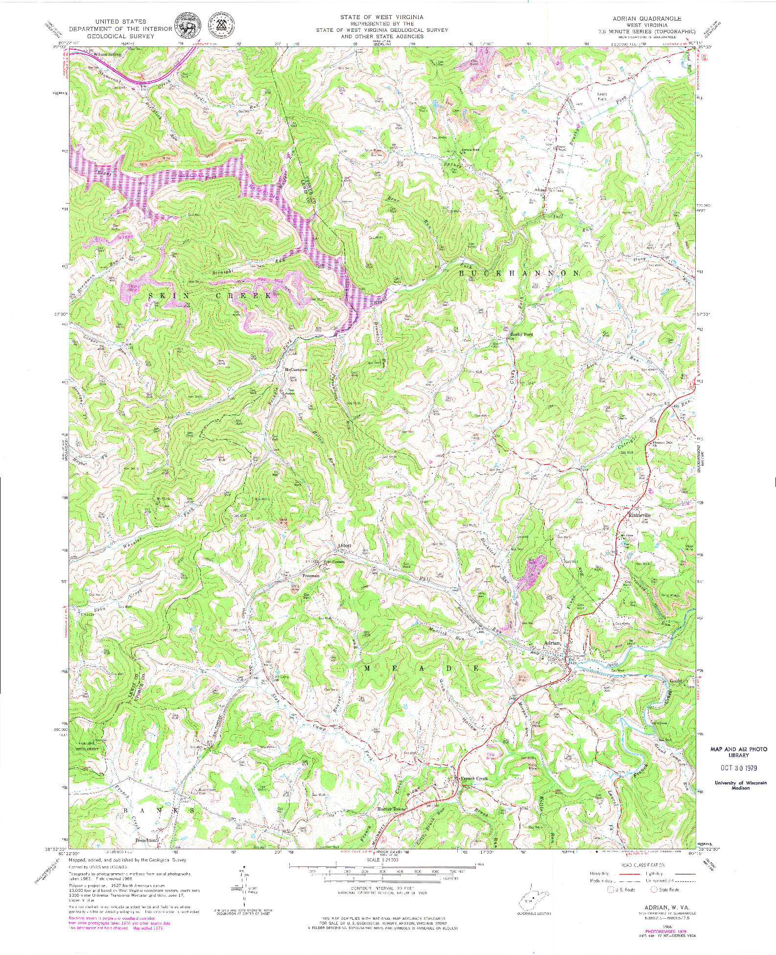 USGS 1:24000-SCALE QUADRANGLE FOR ADRIAN, WV 1966