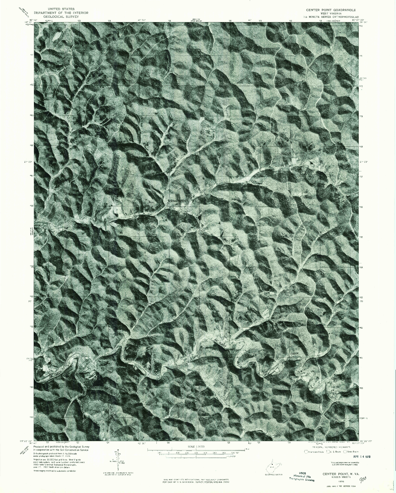 USGS 1:24000-SCALE QUADRANGLE FOR CENTER POINT, WV 1976