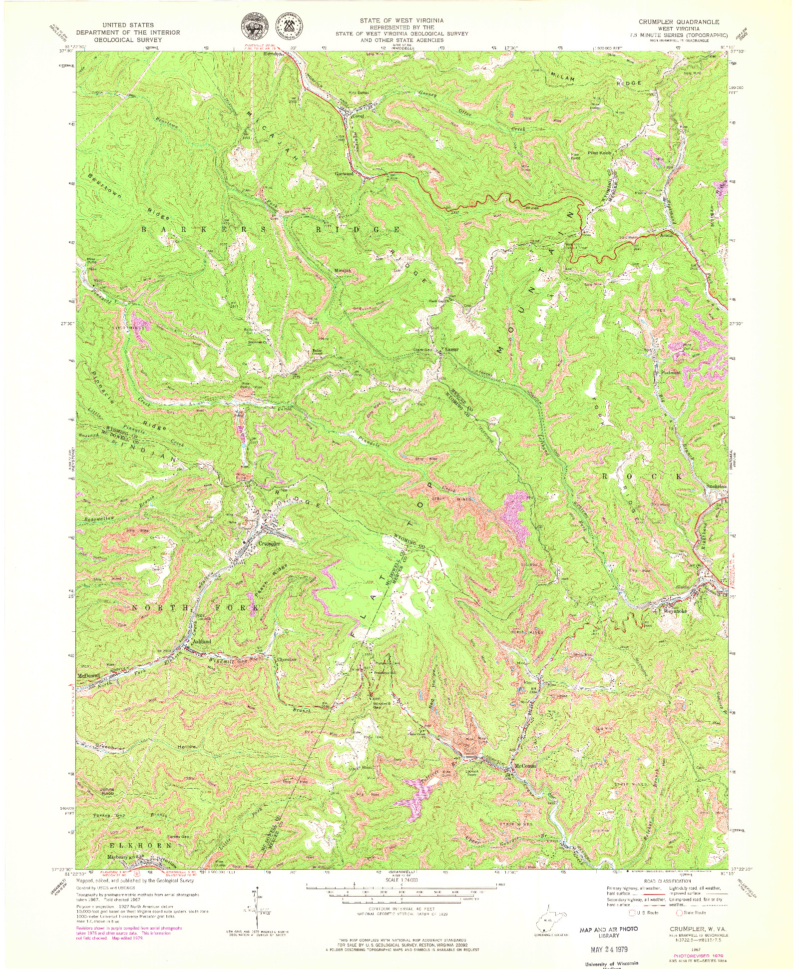USGS 1:24000-SCALE QUADRANGLE FOR CRUMPLER, WV 1967