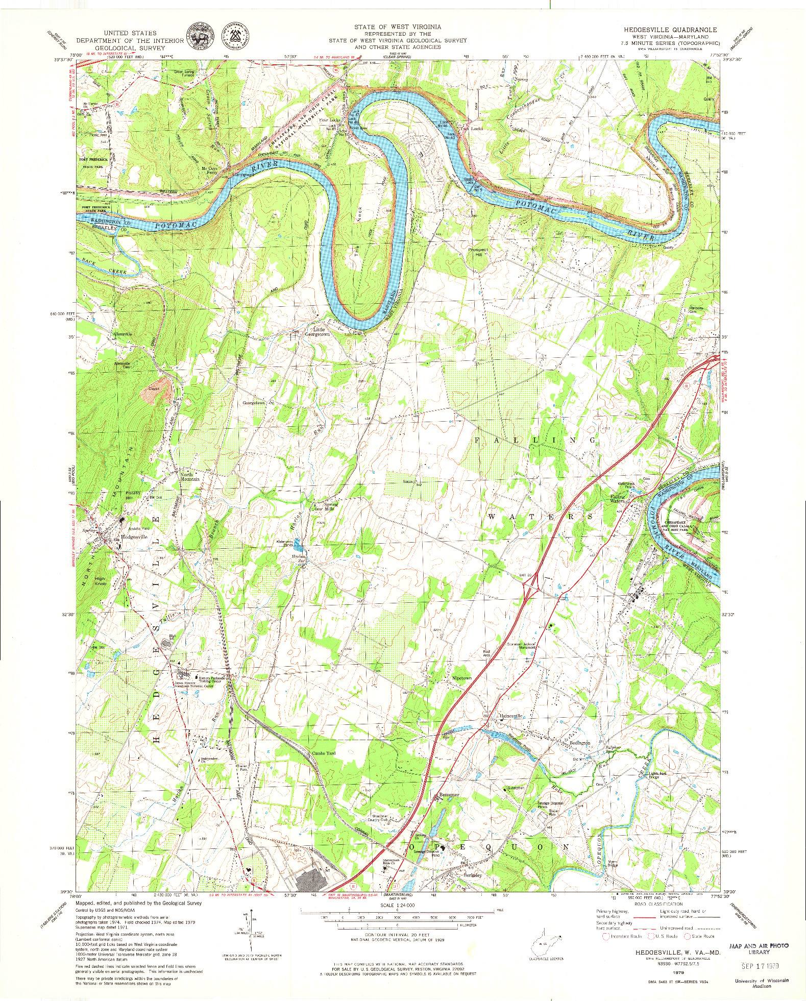 USGS 1:24000-SCALE QUADRANGLE FOR HEDGESVILLE, WV 1979