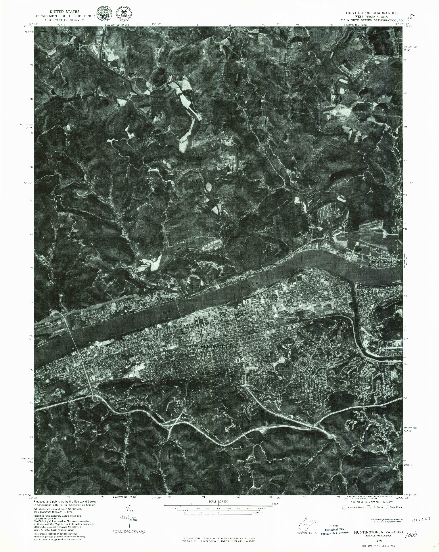 USGS 1:24000-SCALE QUADRANGLE FOR HUNTINGTON, WV 1976
