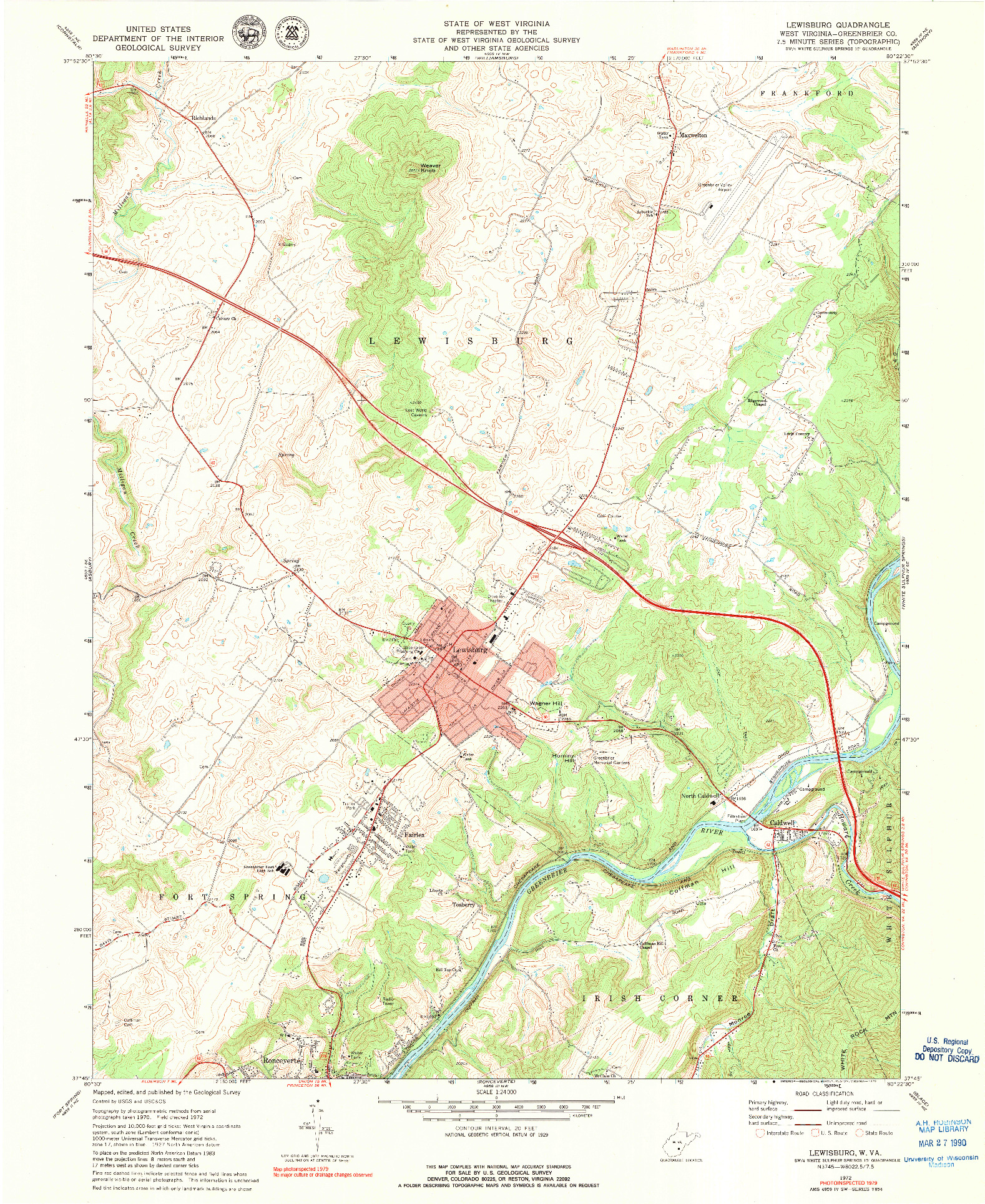 USGS 1:24000-SCALE QUADRANGLE FOR LEWISBURG, WV 1972