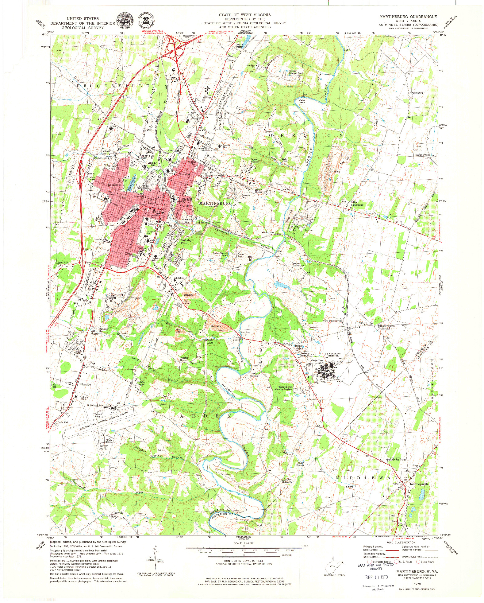 USGS 1:24000-SCALE QUADRANGLE FOR MARTINSBURG, WV 1979