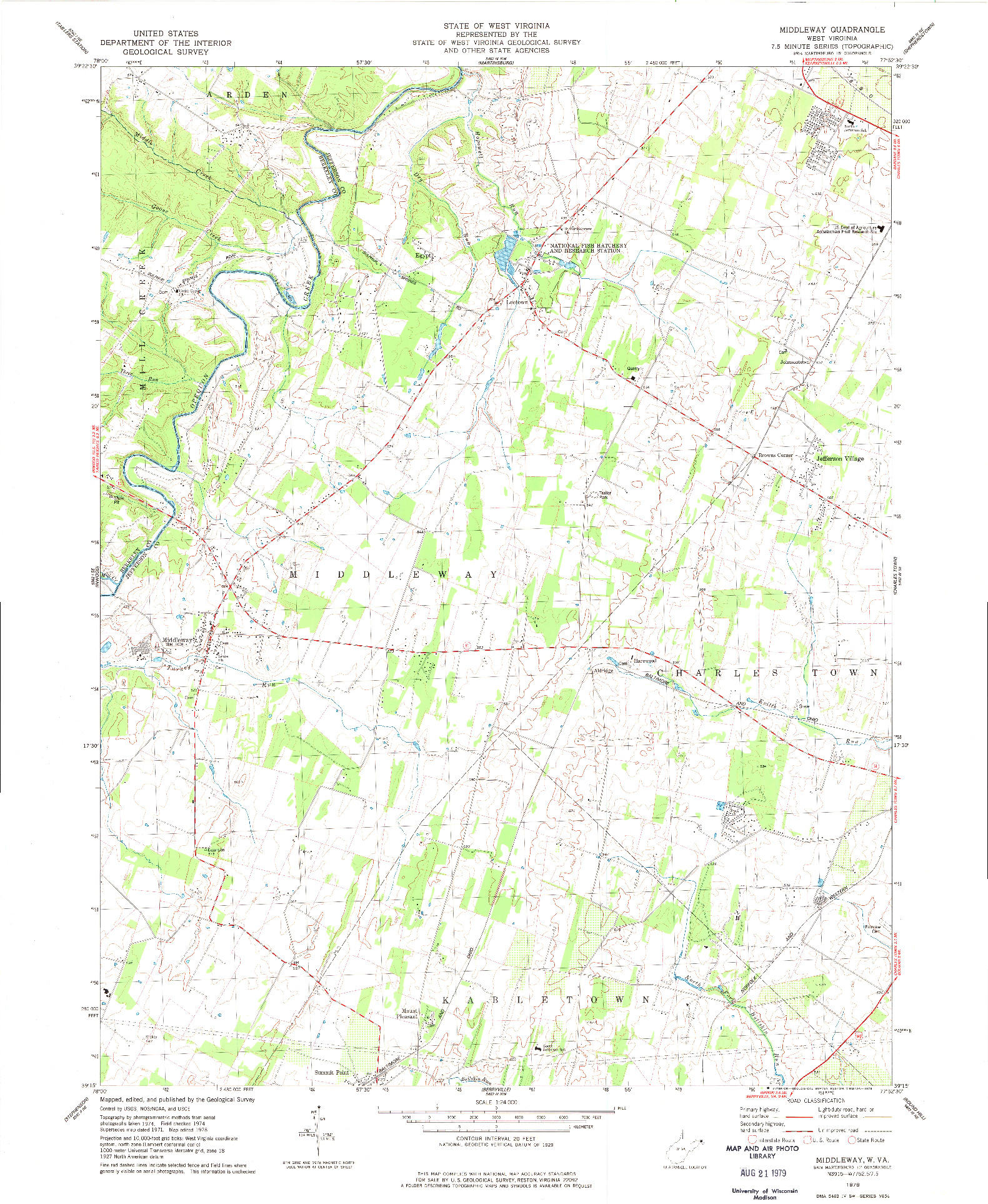 USGS 1:24000-SCALE QUADRANGLE FOR MIDDLEWAY, WV 1978