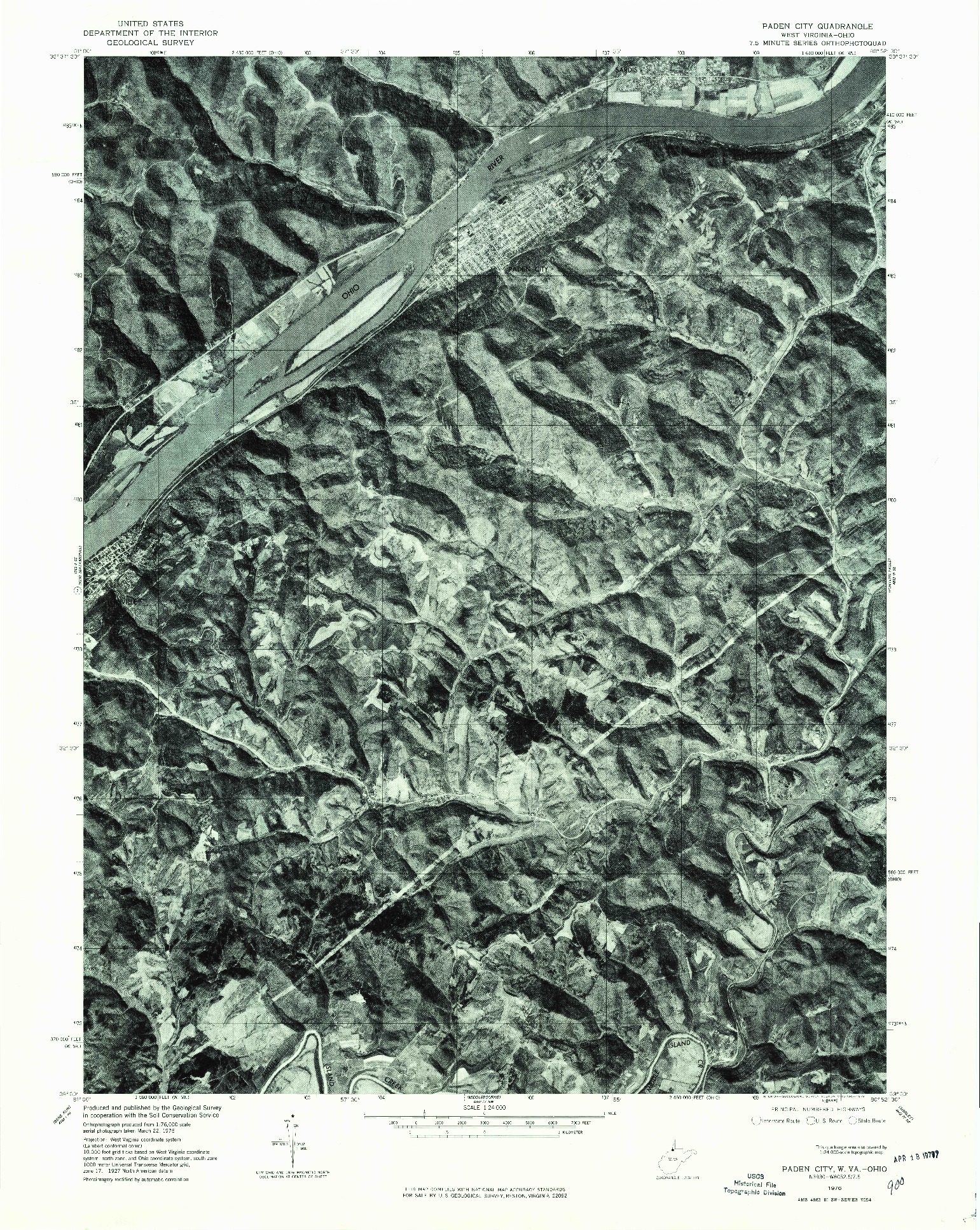 USGS 1:24000-SCALE QUADRANGLE FOR PADEN CITY, WV 1976