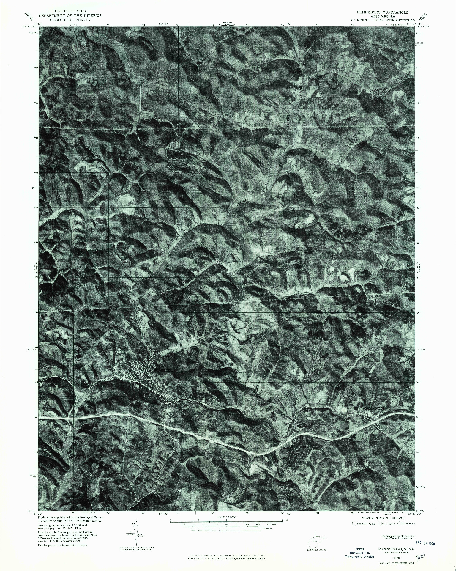 USGS 1:24000-SCALE QUADRANGLE FOR PENNSBORO, WV 1976