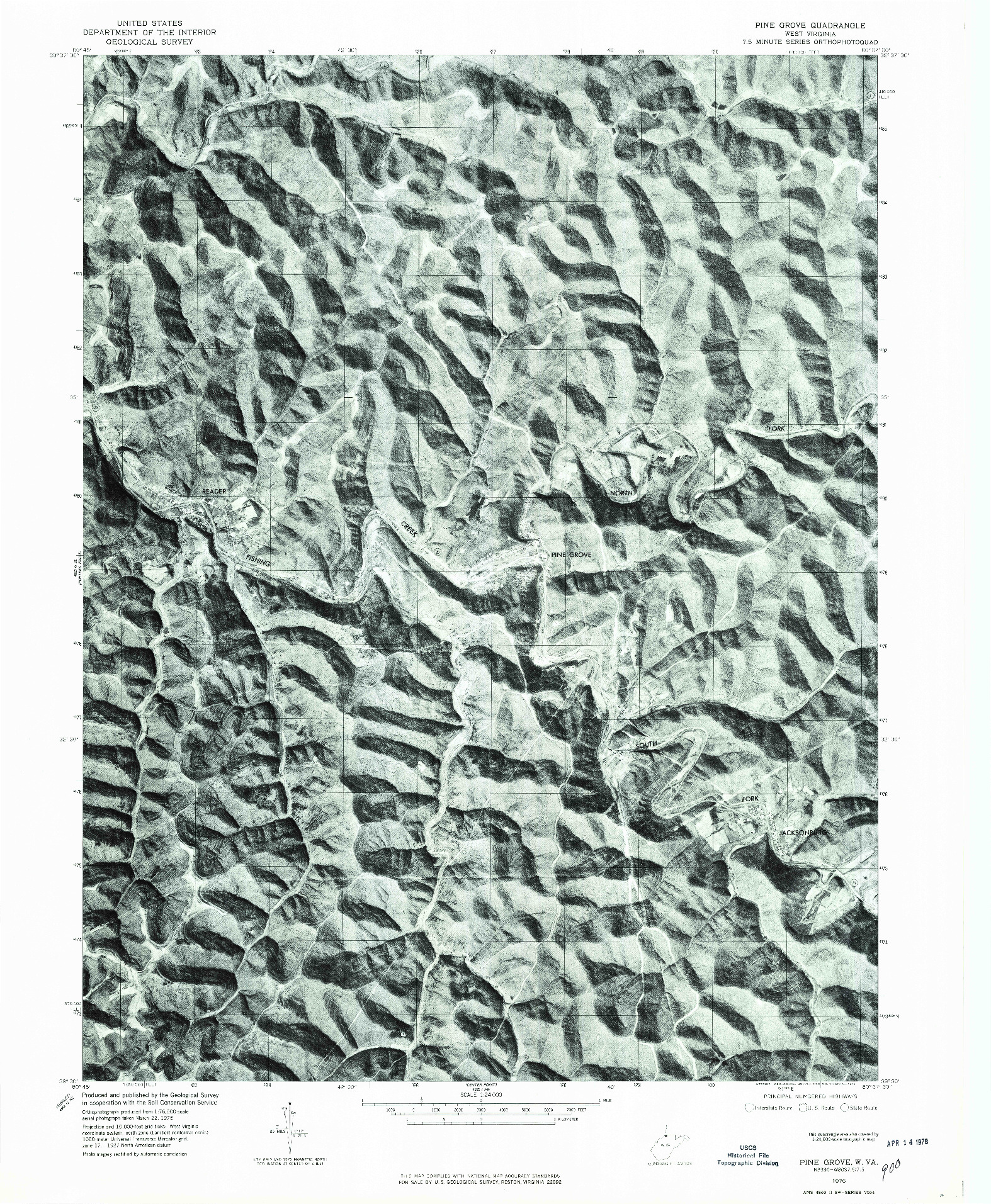 USGS 1:24000-SCALE QUADRANGLE FOR PINE GROVE, WV 1976