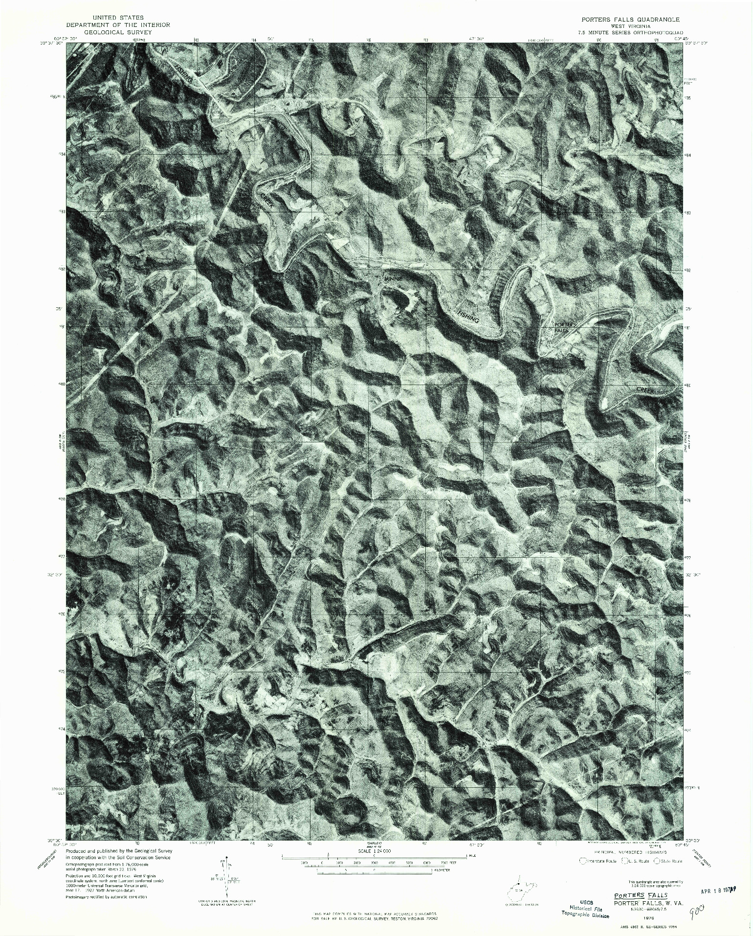 USGS 1:24000-SCALE QUADRANGLE FOR PORTERS FALLS, WV 1976