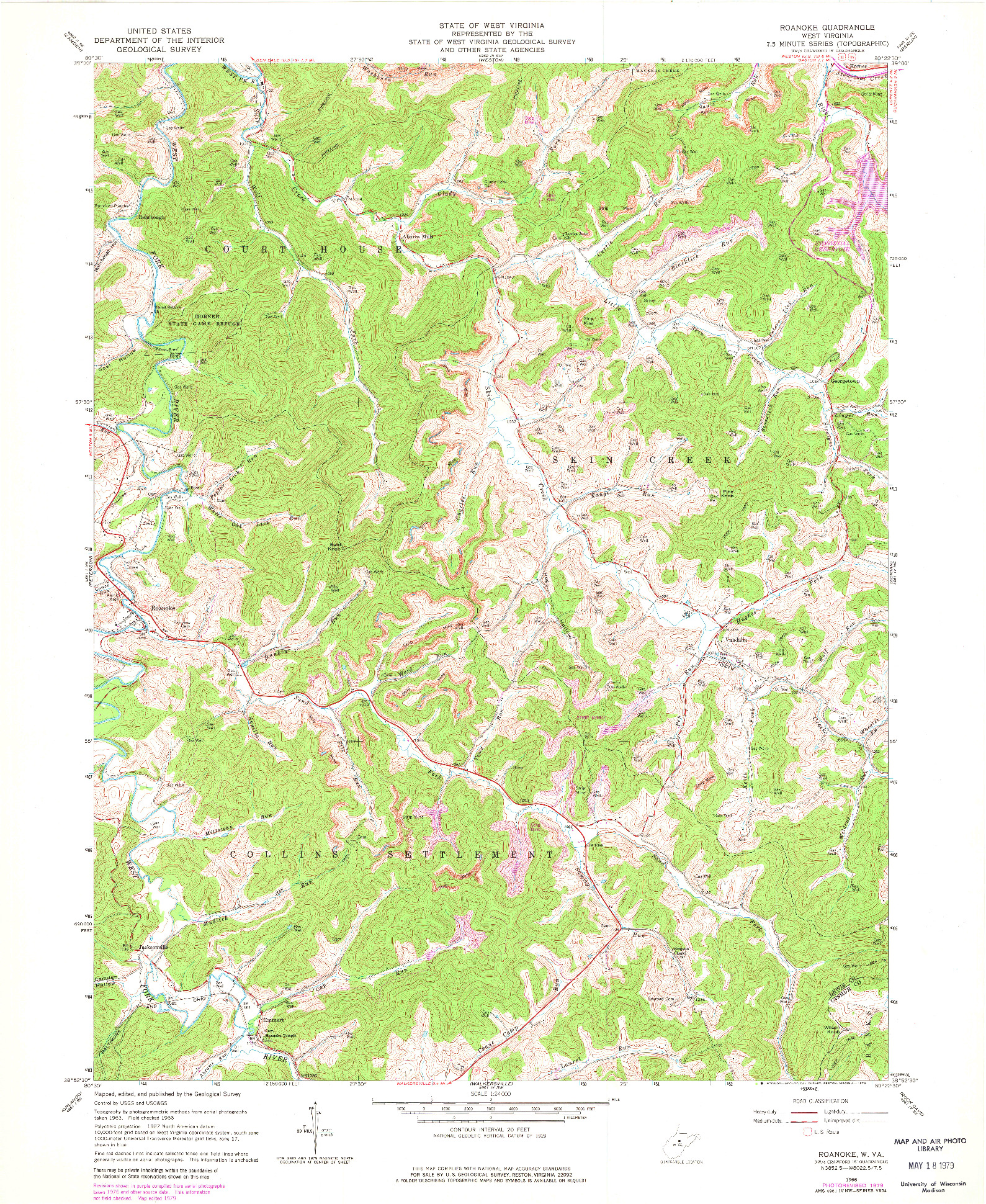 USGS 1:24000-SCALE QUADRANGLE FOR ROANOKE, WV 1966