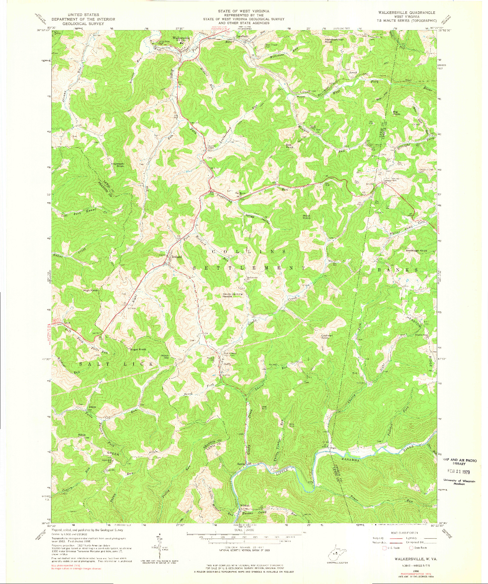 USGS 1:24000-SCALE QUADRANGLE FOR WALKERSVILLE, WV 1966