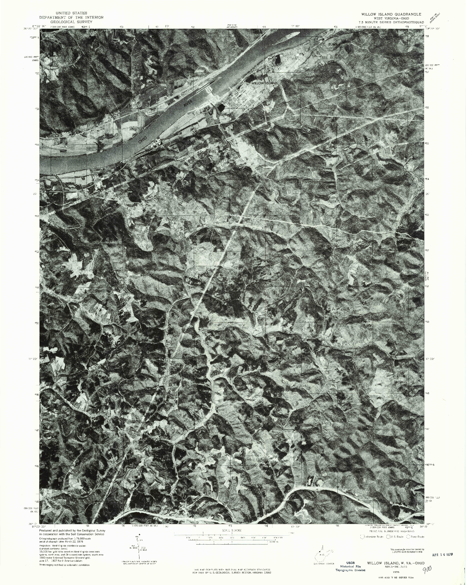 USGS 1:24000-SCALE QUADRANGLE FOR WILLOW ISLAND, WV 1976