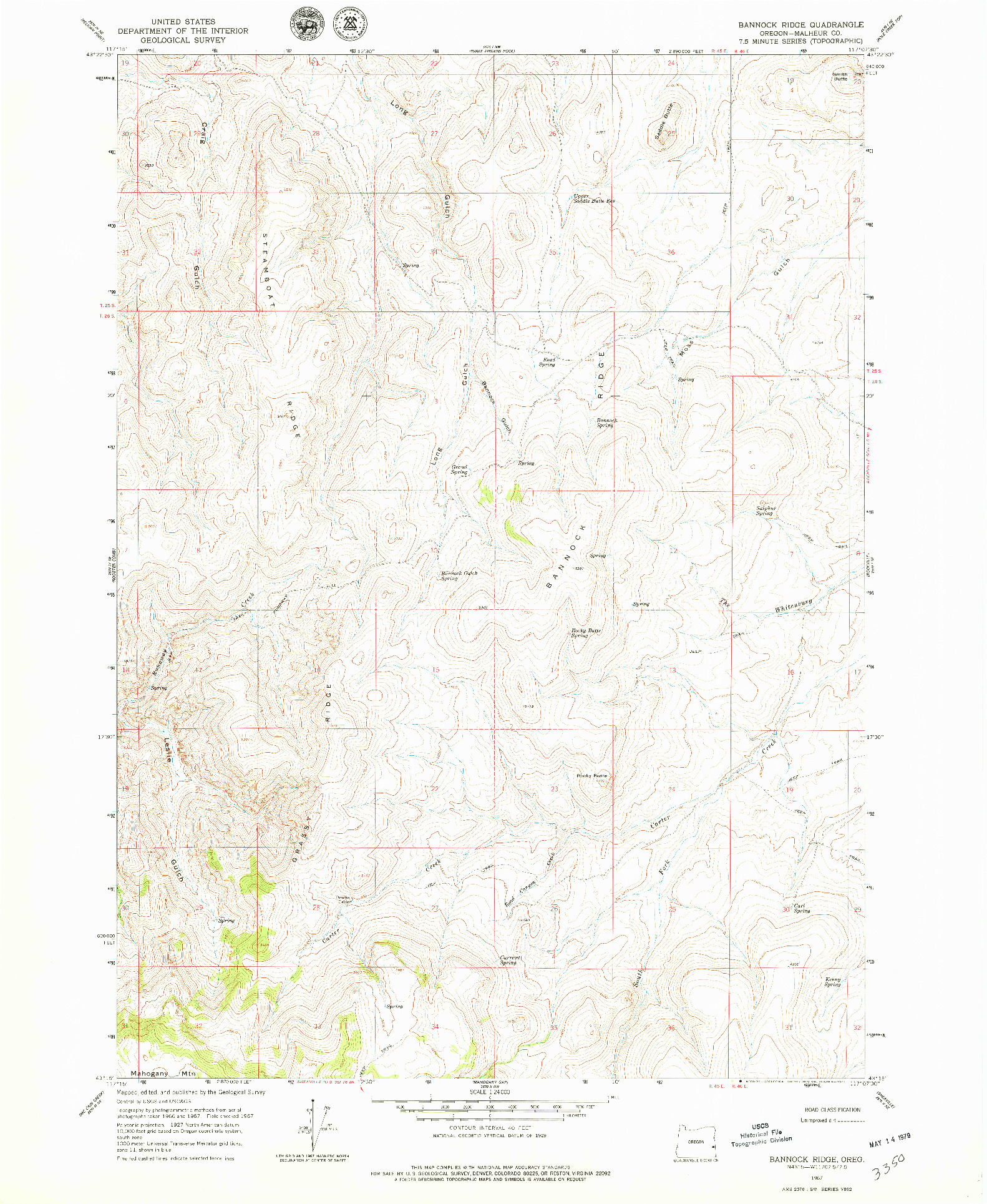 USGS 1:24000-SCALE QUADRANGLE FOR BANNOCK RIDGE, OR 1967