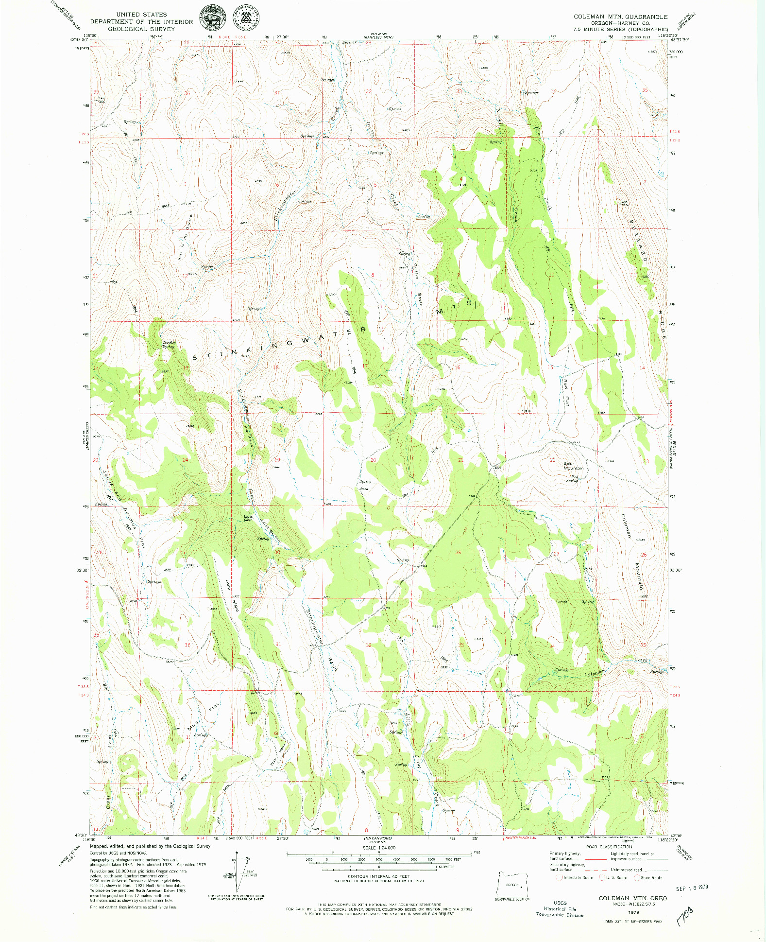 USGS 1:24000-SCALE QUADRANGLE FOR COLEMAN MTN, OR 1979
