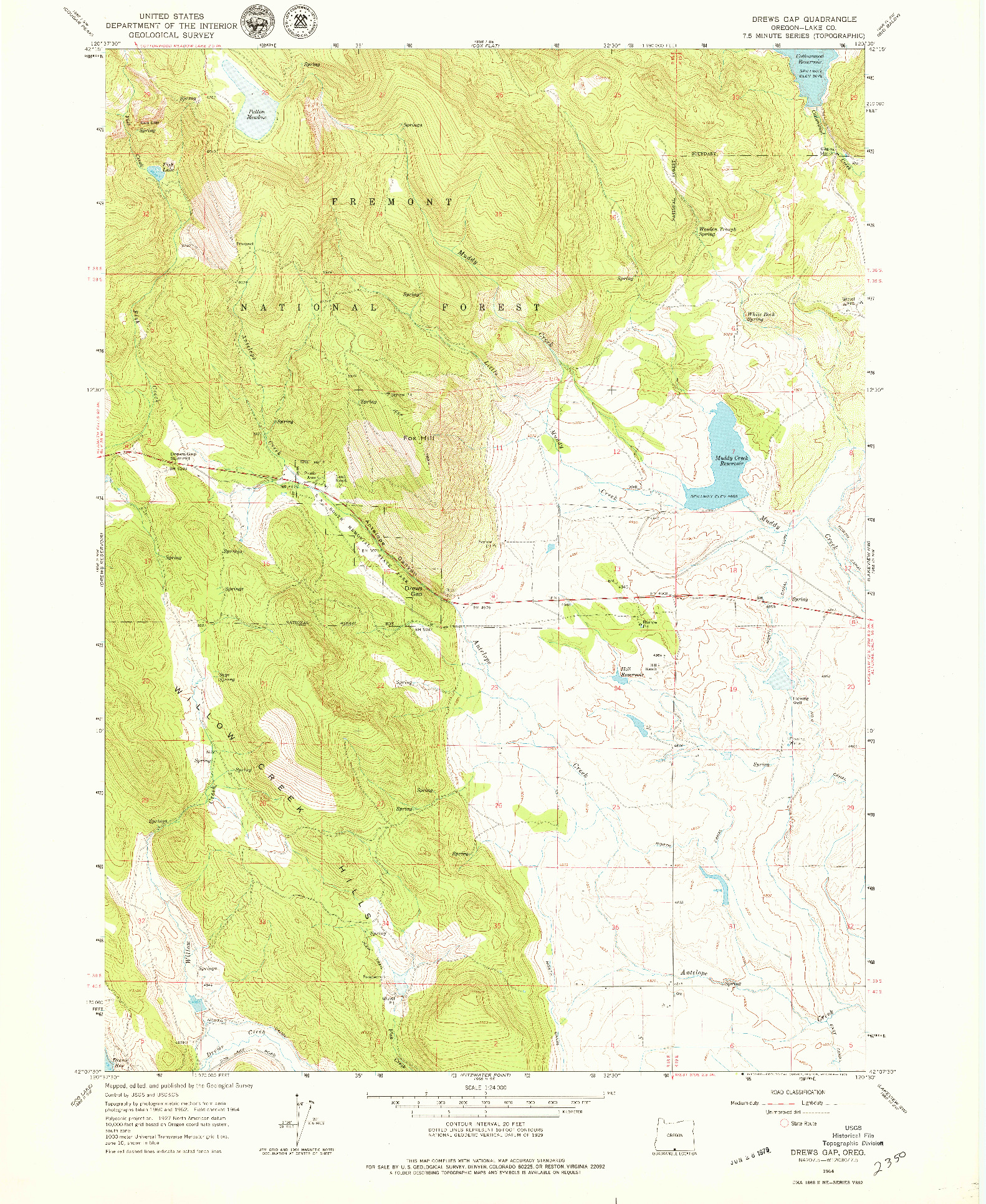 USGS 1:24000-SCALE QUADRANGLE FOR DREWS GAP, OR 1964