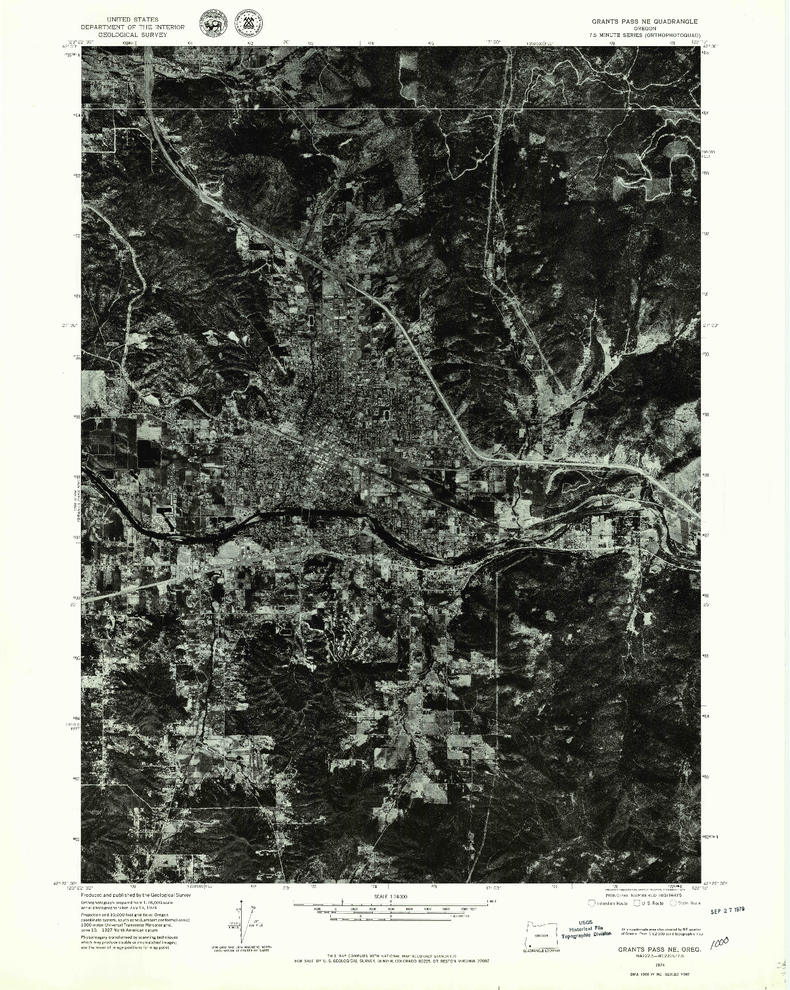 USGS 1:24000-SCALE QUADRANGLE FOR GRANTS PASS NE, OR 1974