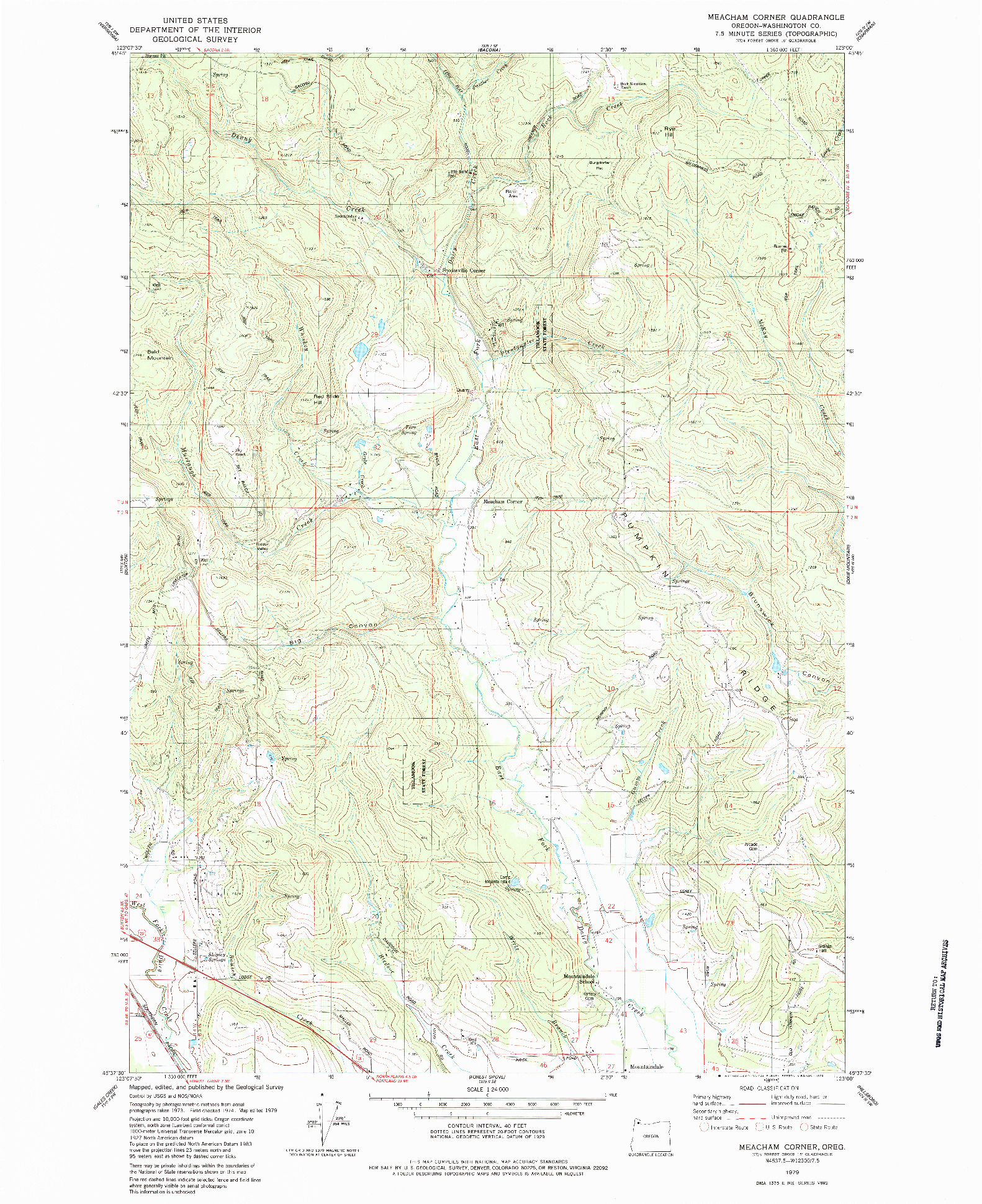USGS 1:24000-SCALE QUADRANGLE FOR MEACHAM CORNER, OR 1979