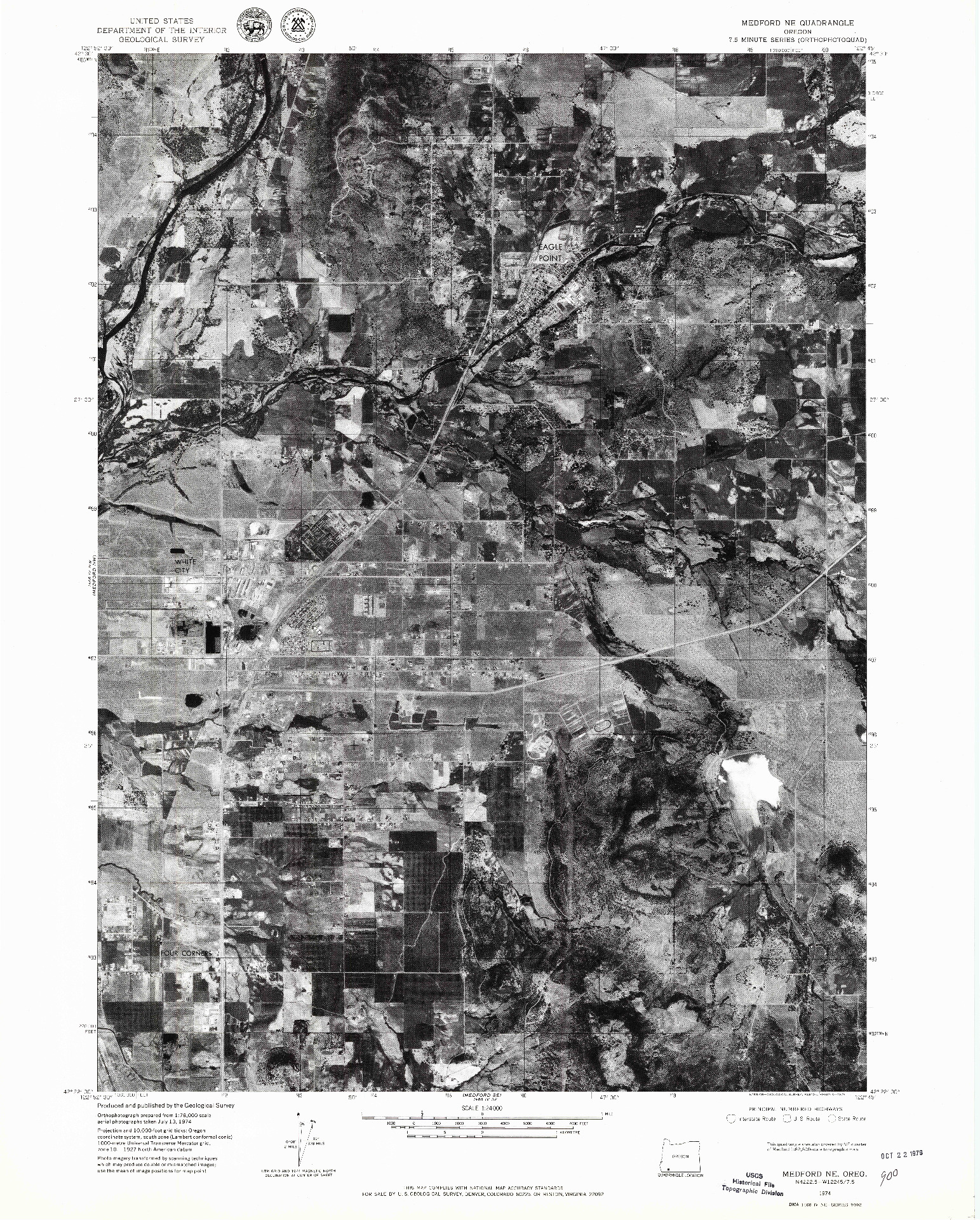 USGS 1:24000-SCALE QUADRANGLE FOR MEDFORD NE, OR 1974