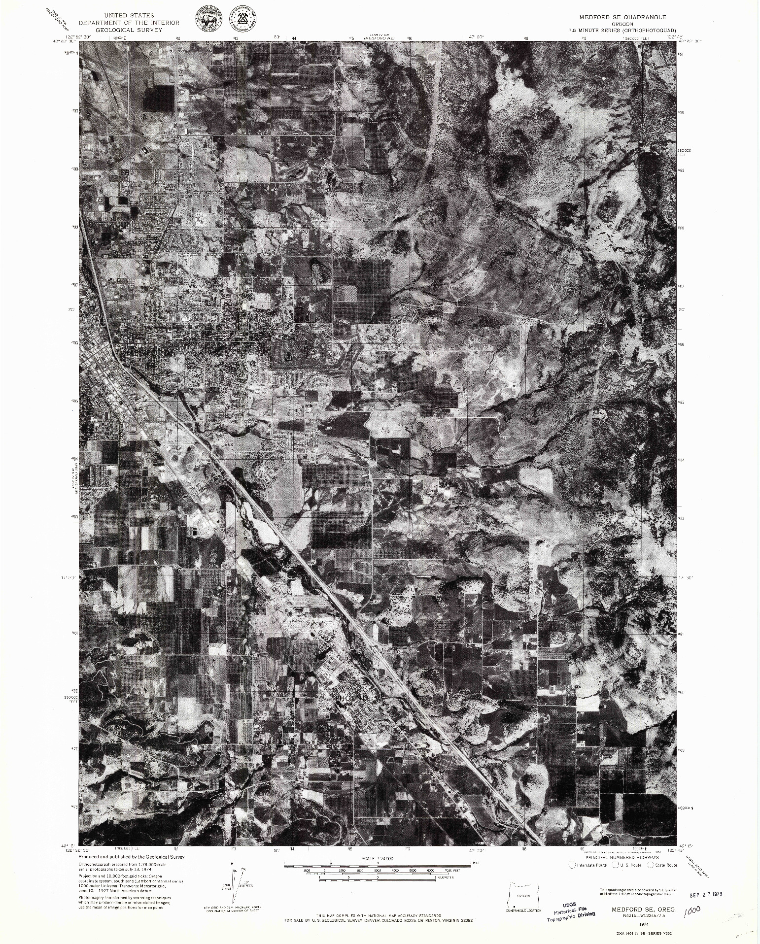 USGS 1:24000-SCALE QUADRANGLE FOR MEDFORD SE, OR 1974