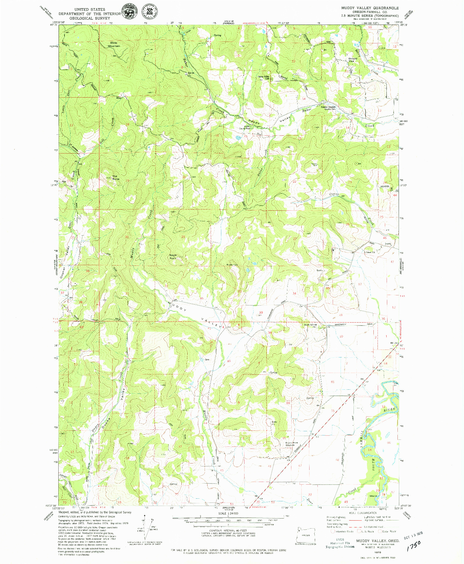 USGS 1:24000-SCALE QUADRANGLE FOR MUDDY VALLEY, OR 1979