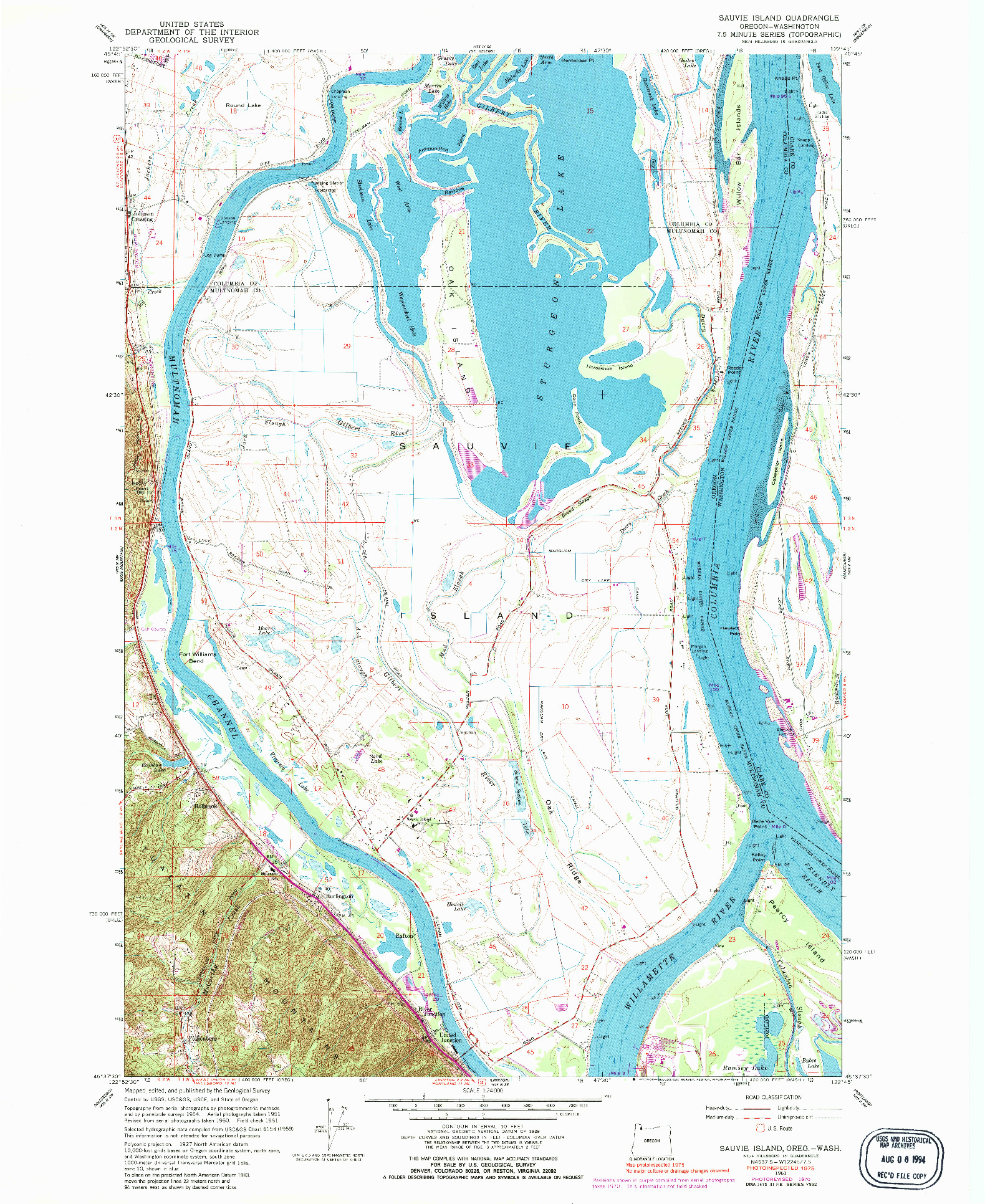 USGS 1:24000-SCALE QUADRANGLE FOR SAUVIE ISLAND, OR 1961