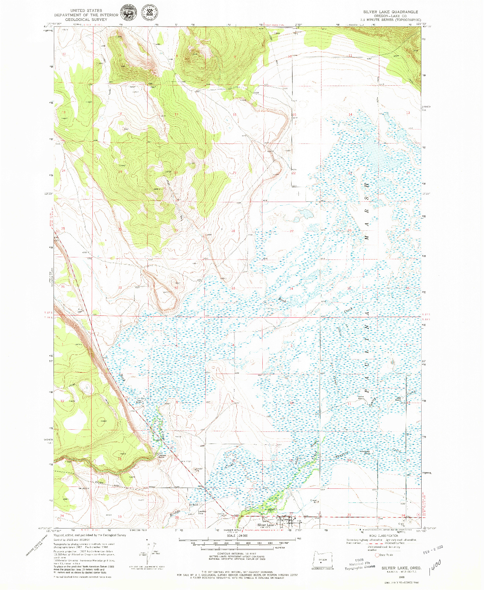 USGS 1:24000-SCALE QUADRANGLE FOR SILVER LAKE, OR 1968