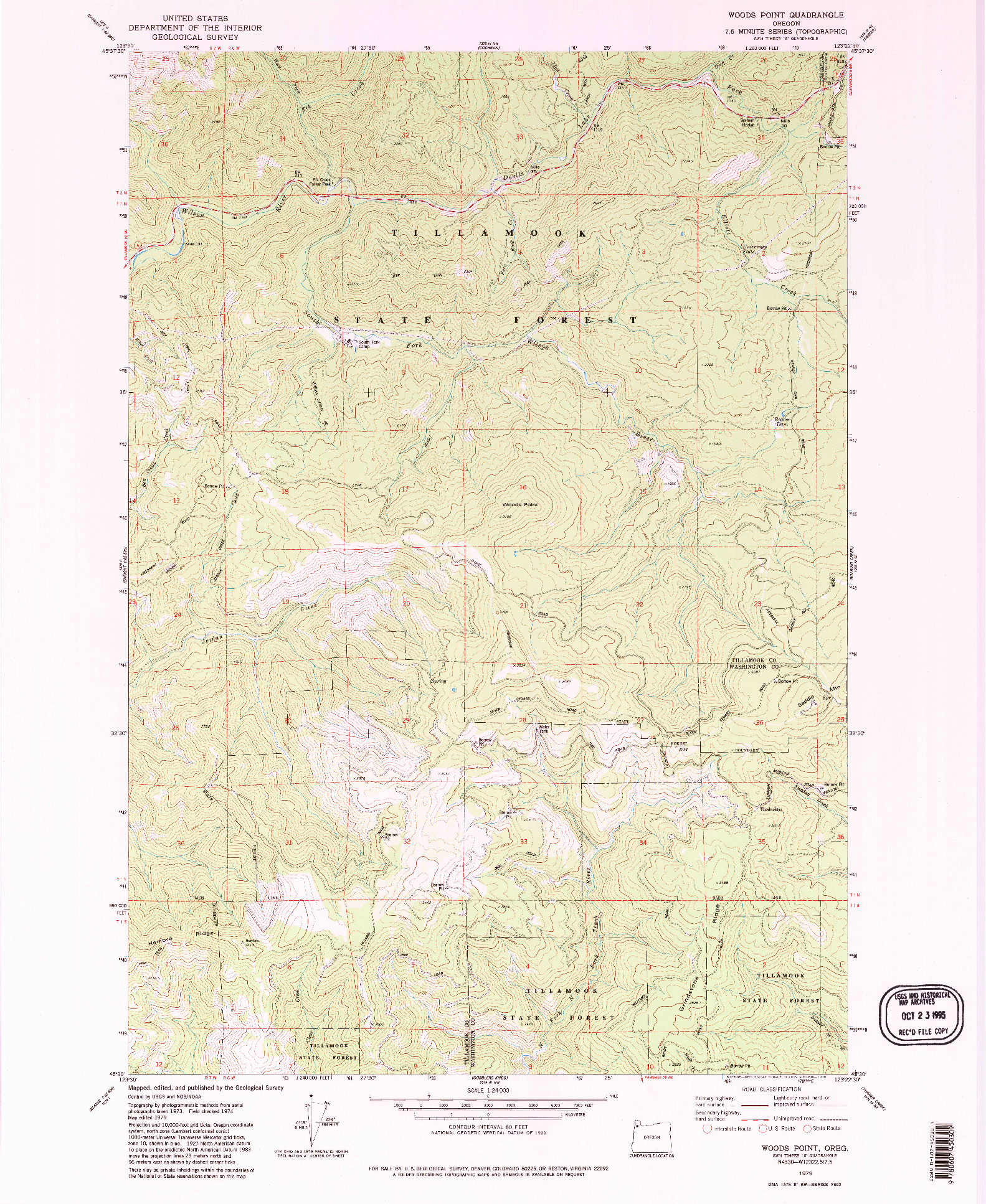 USGS 1:24000-SCALE QUADRANGLE FOR WOODS POINT, OR 1979