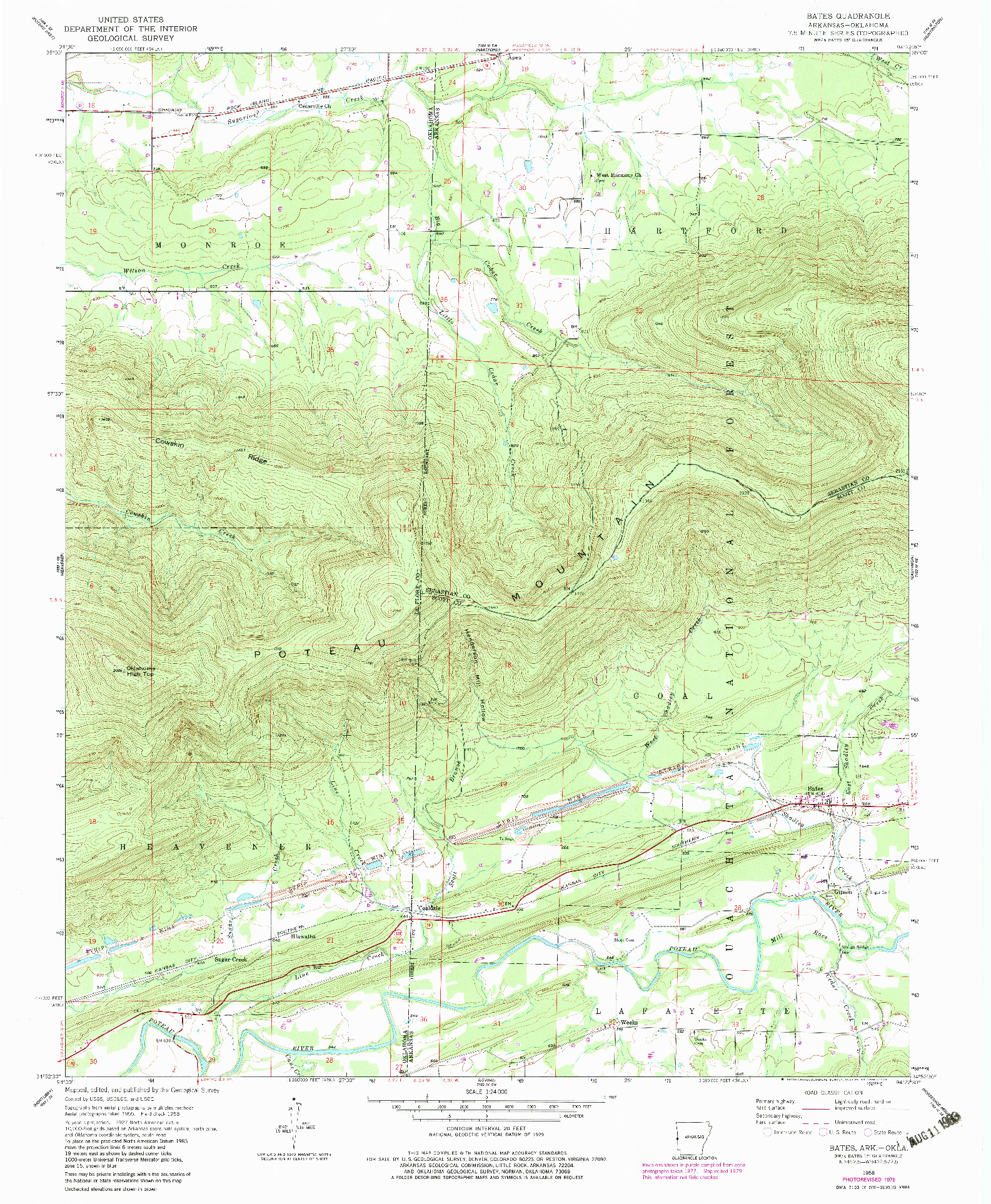 USGS 1:24000-SCALE QUADRANGLE FOR BATES, AR 1958